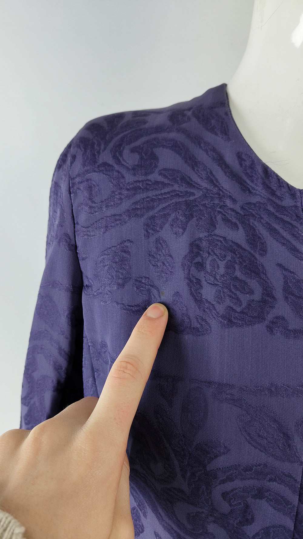 Giorgio Armani Vintage Womens Purple Silk Jacquard Skirt Suit
