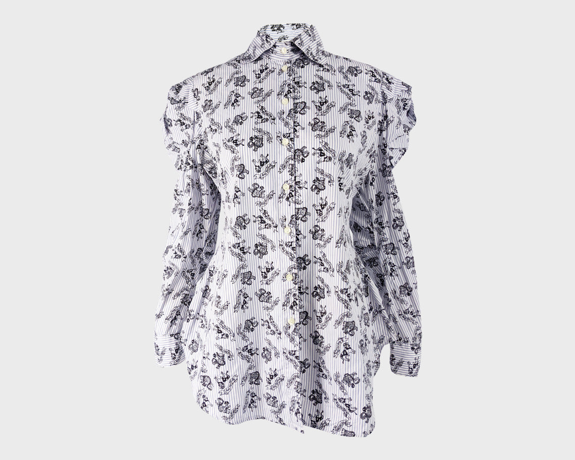 Vintage Architectural Sleeve 'Wall Street' Print Shirt, 1980s