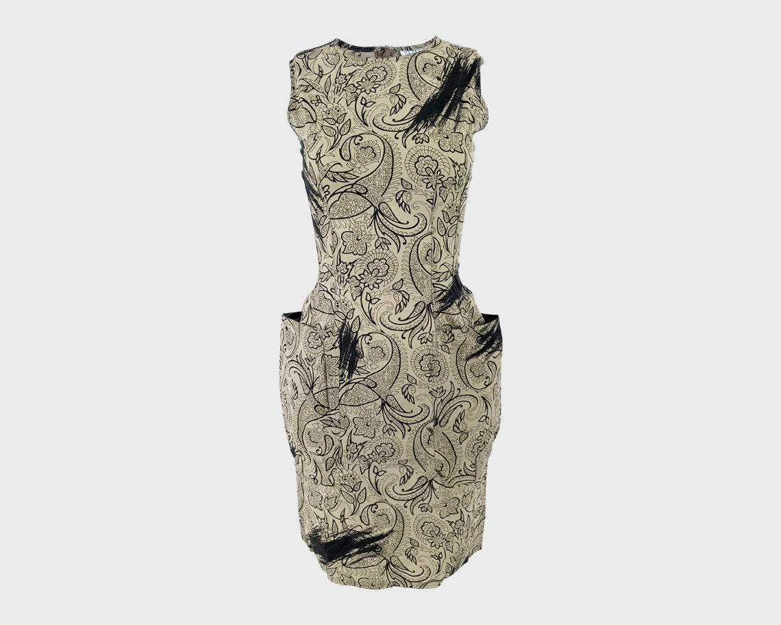 Istante by Versace Vintage Paisley Print Pocket Dress, 1980s