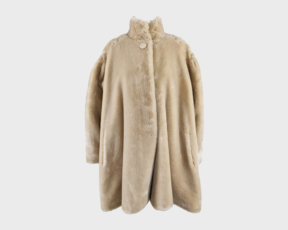 Vintage Oversized Blonde Faux Fur Trapeze Coat, 1980s