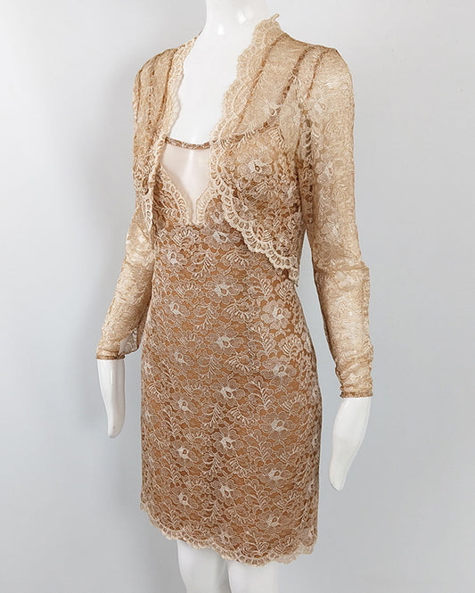 An image of a vintage Jiki of Monte Carlo lace dress from the late 90s / early 2000s. 