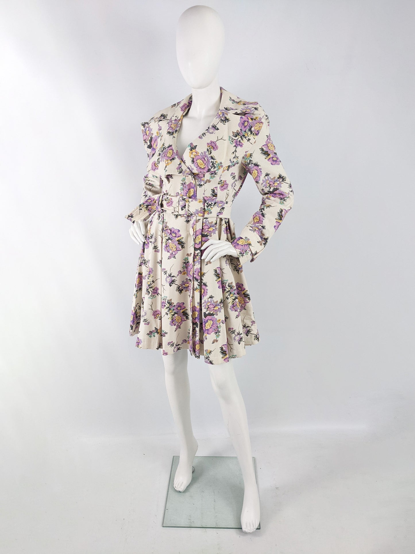 Ronit Zilkha Vintage Off White Floral Princess Coat, 2000s