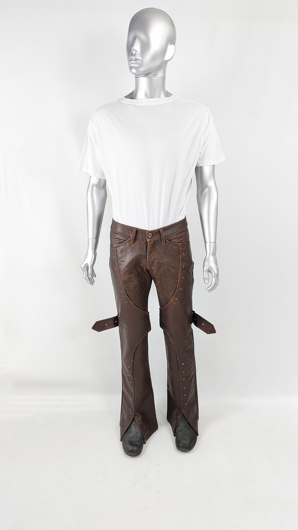 Andrew Mackenzie Vintage Mens Studded Faux Leather Trousers