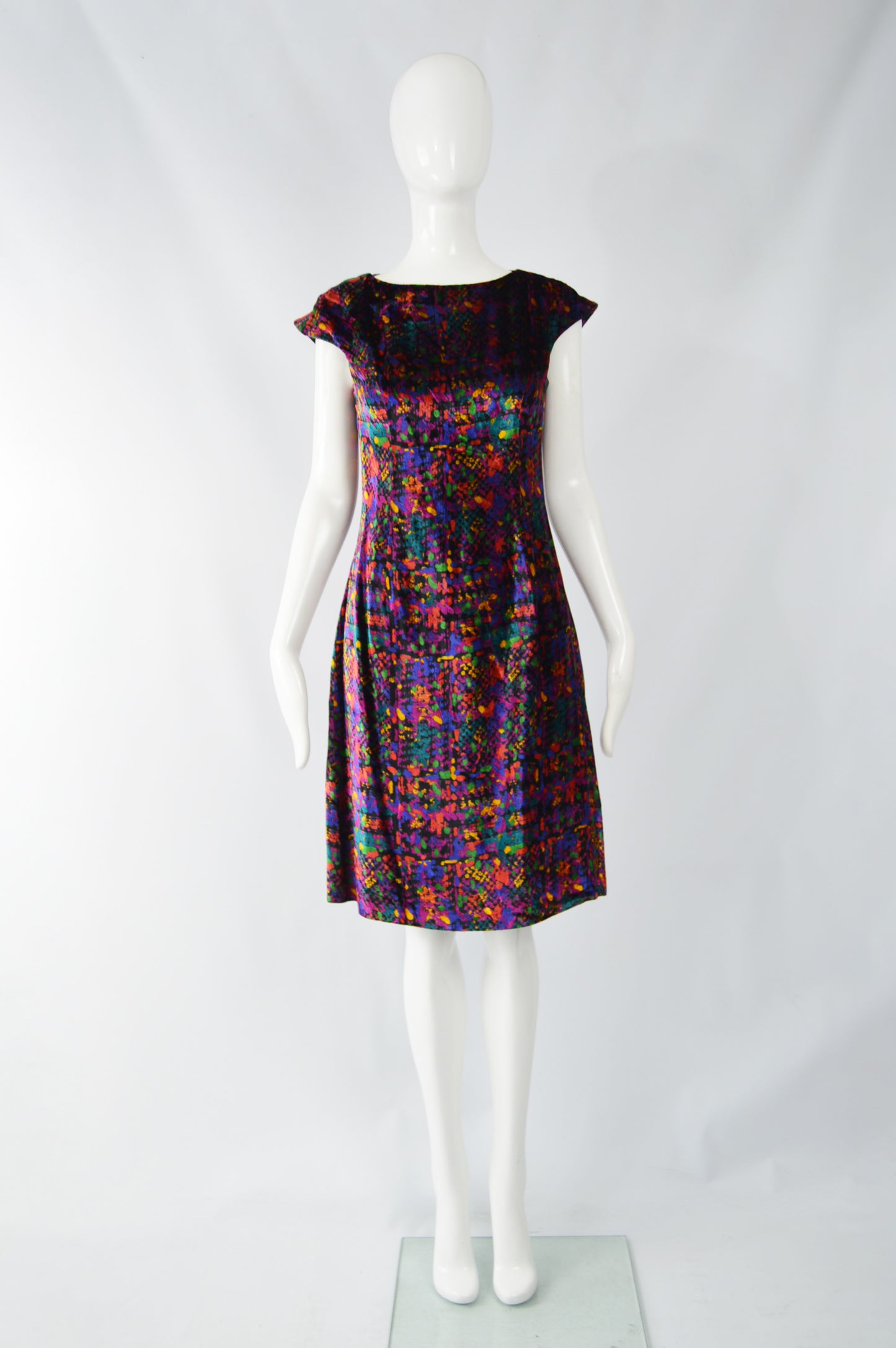 Vintage Patterned Velvet Dress, 1990s