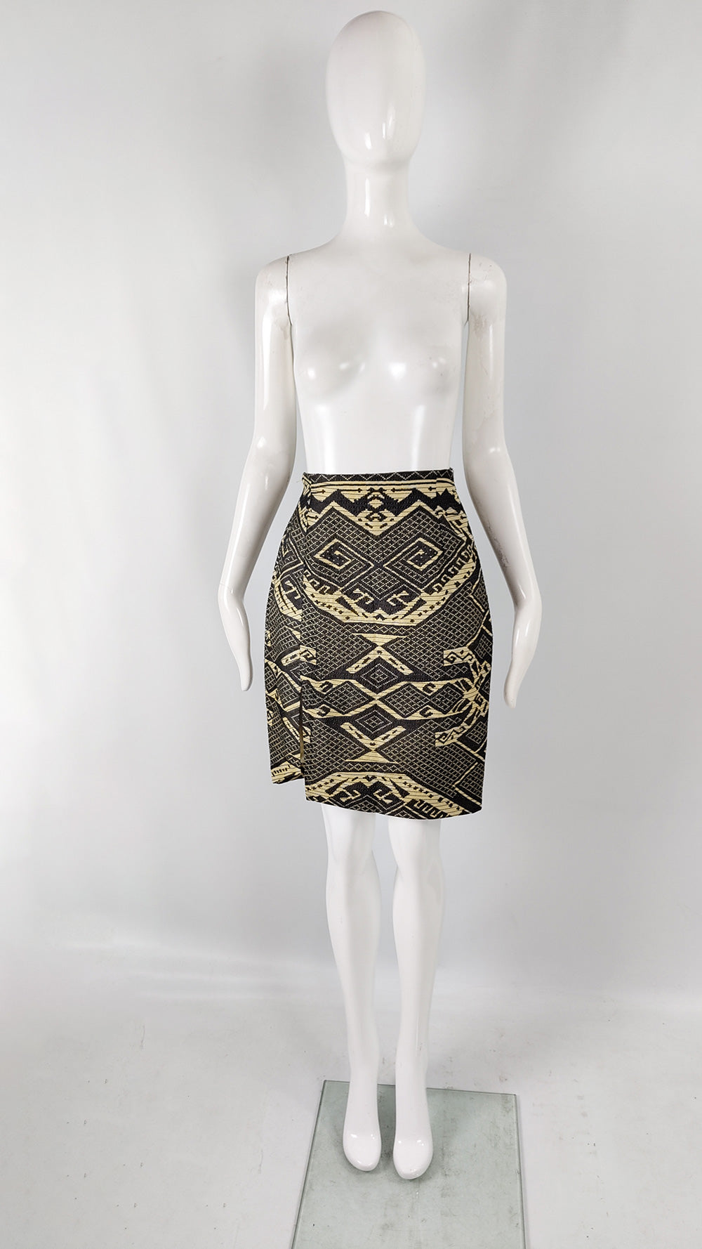Gianfranco Ferre Vintage 80s Woven Silk Tribal Skirt, 1980s
