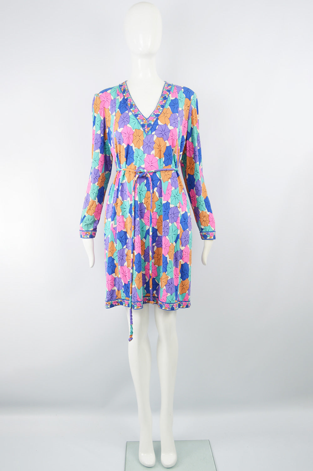 Printed Silk Jersey Vintage Dress, 1980s