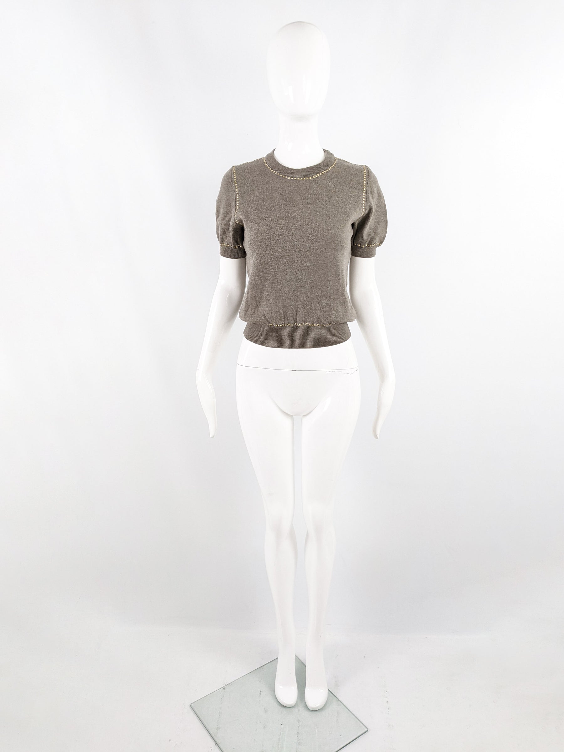 Valentino Vintage Womens Short Sleeve Studded Jumper, 1980s