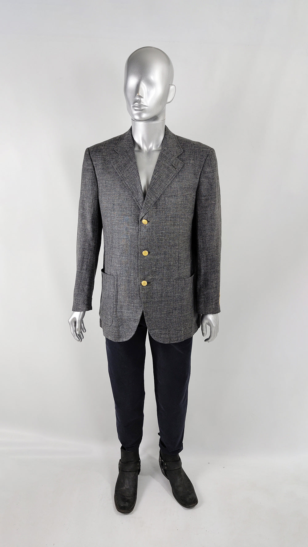 Burberry Vintage Mens Silk, Linen & Wool Blazer, 1980s