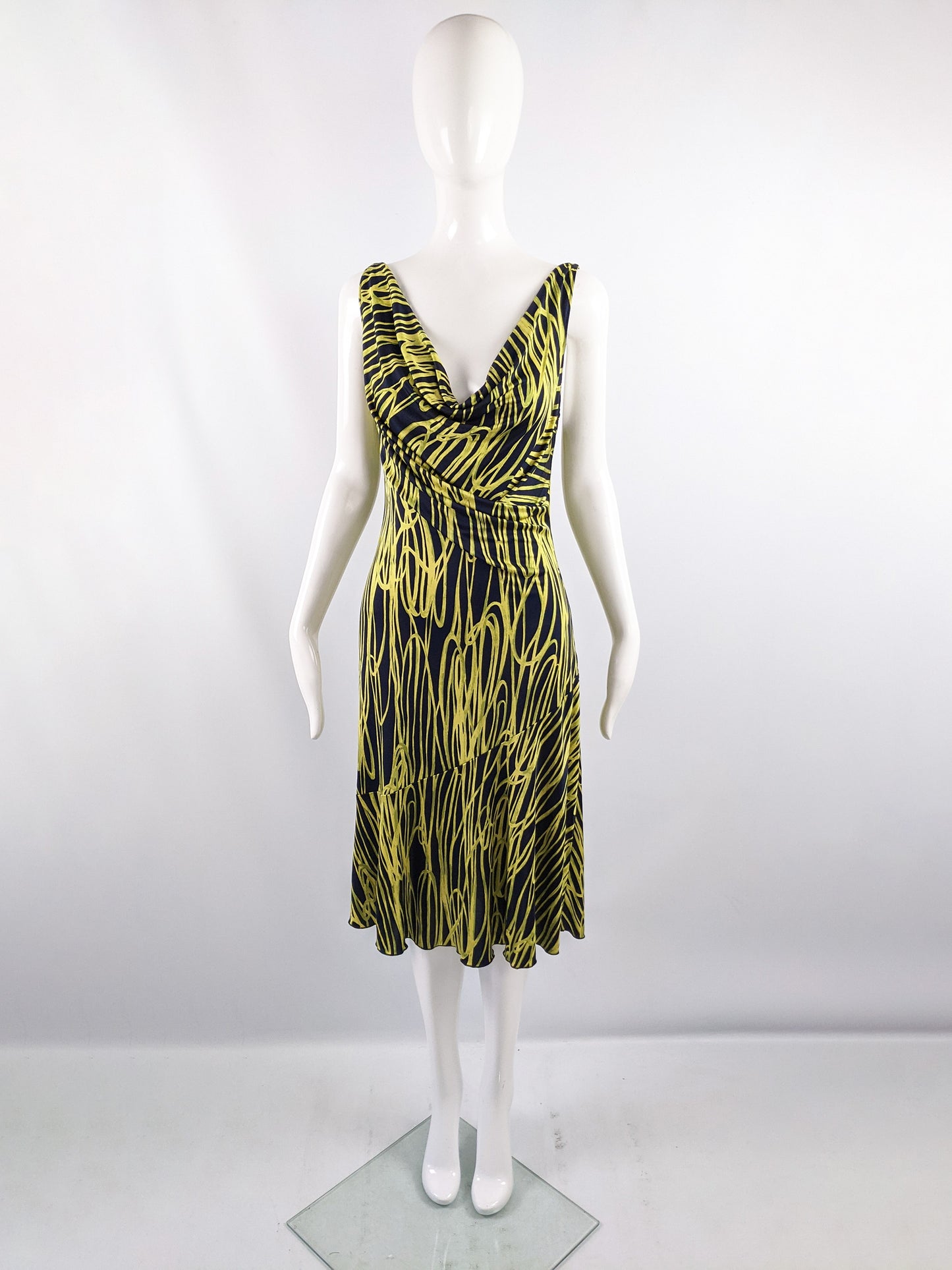 Vintage Silk Jersey Cowl Neck Party Dress, 2000s