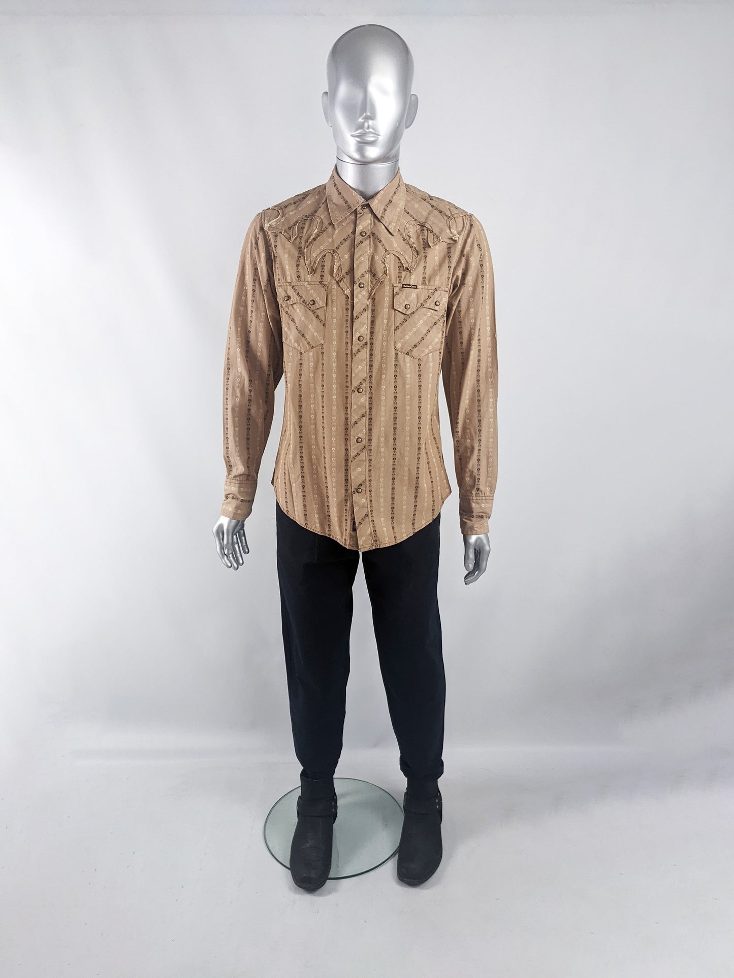 Marlboro Classics Vintage Mens Western Jacquard Shirt, 1980s