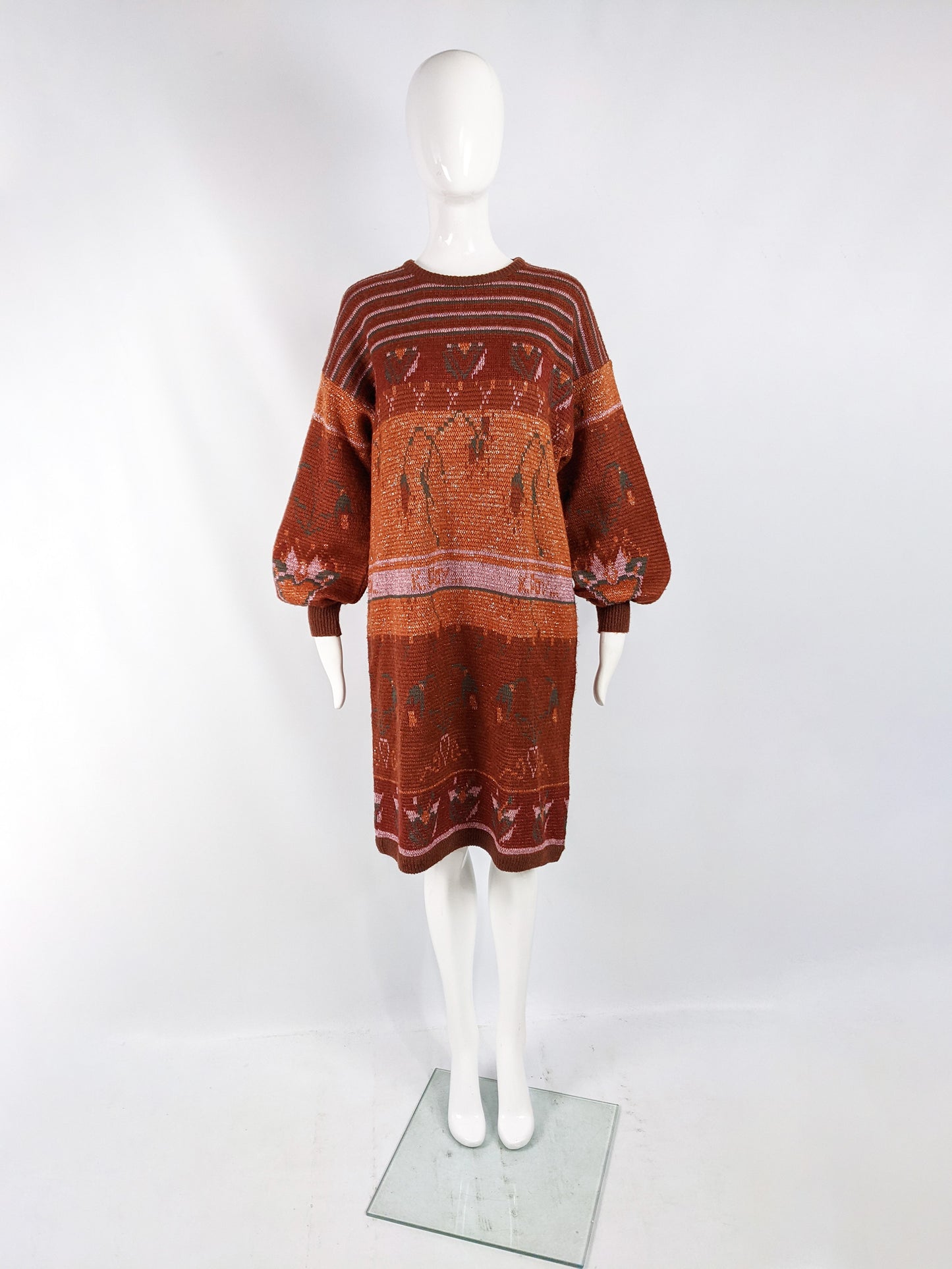 Vintage Orange Knit Jumper Dress, 1980s