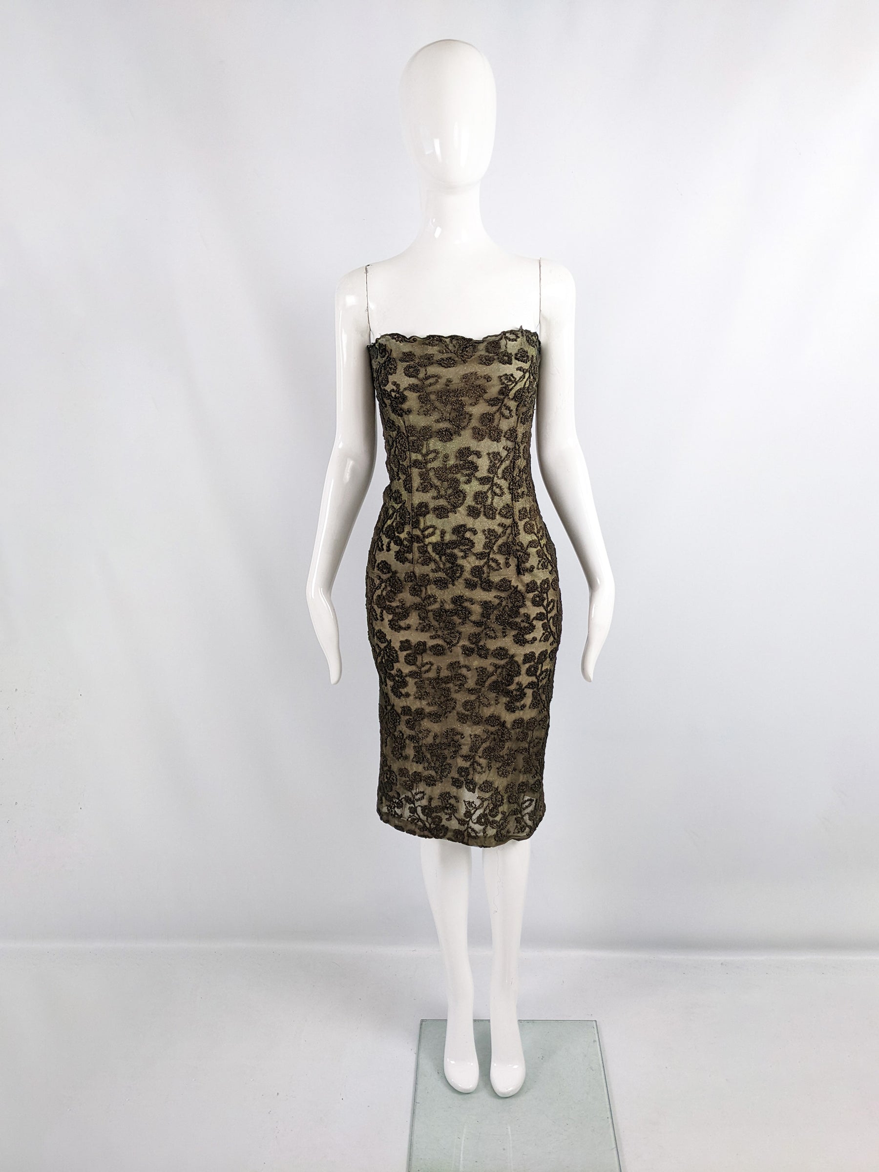 Emanuel Ungaro Vintage Green Mesh Party Dress, 2000s