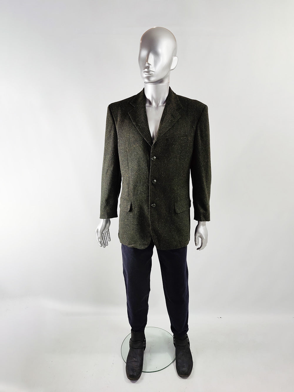 Luca D'Altieri Green Lambswool & Suede Sport Coat, 1980s