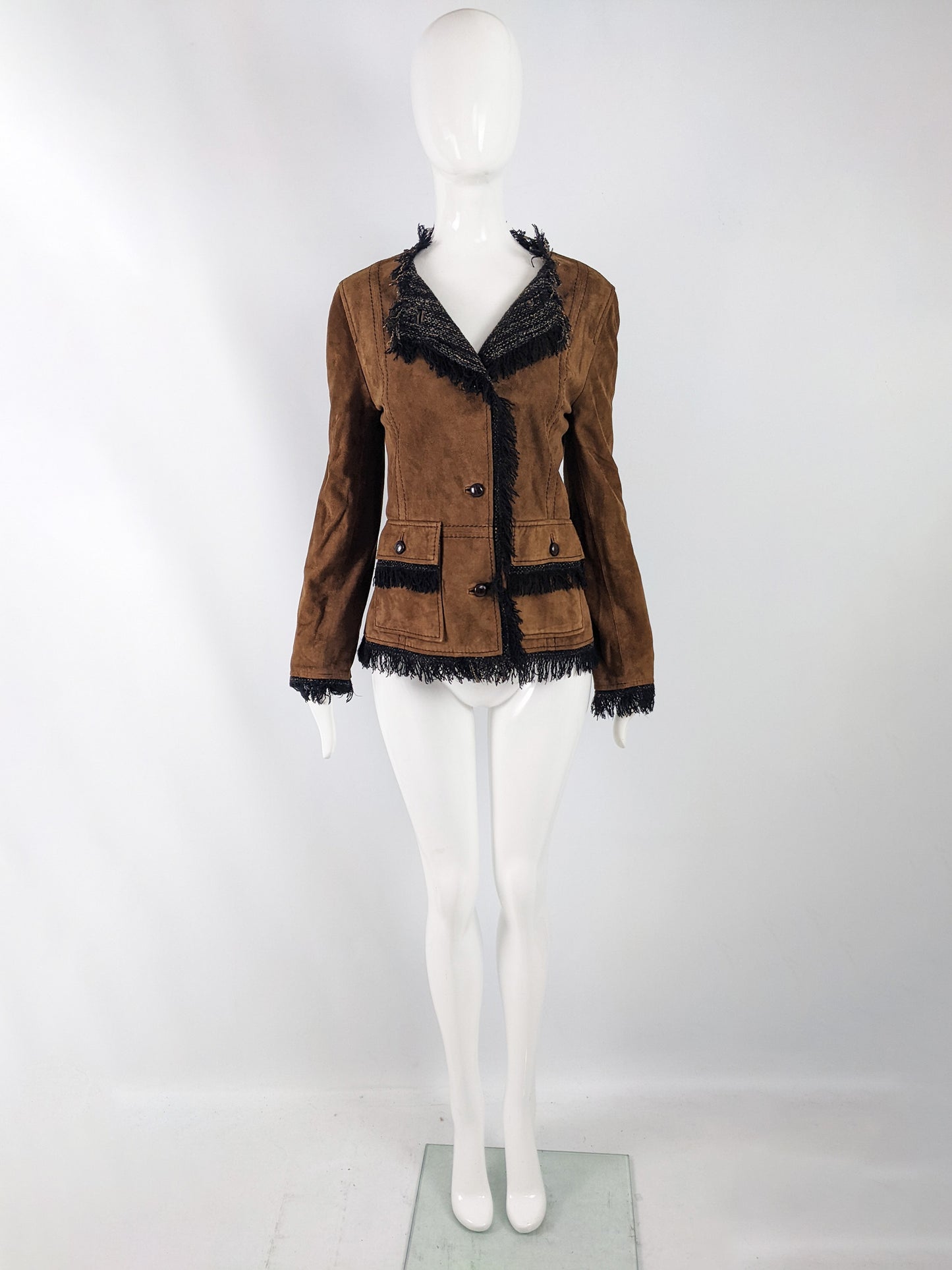 Dolce & Gabbana Vintage Brown Suede & Tweed Jacket, 2000s