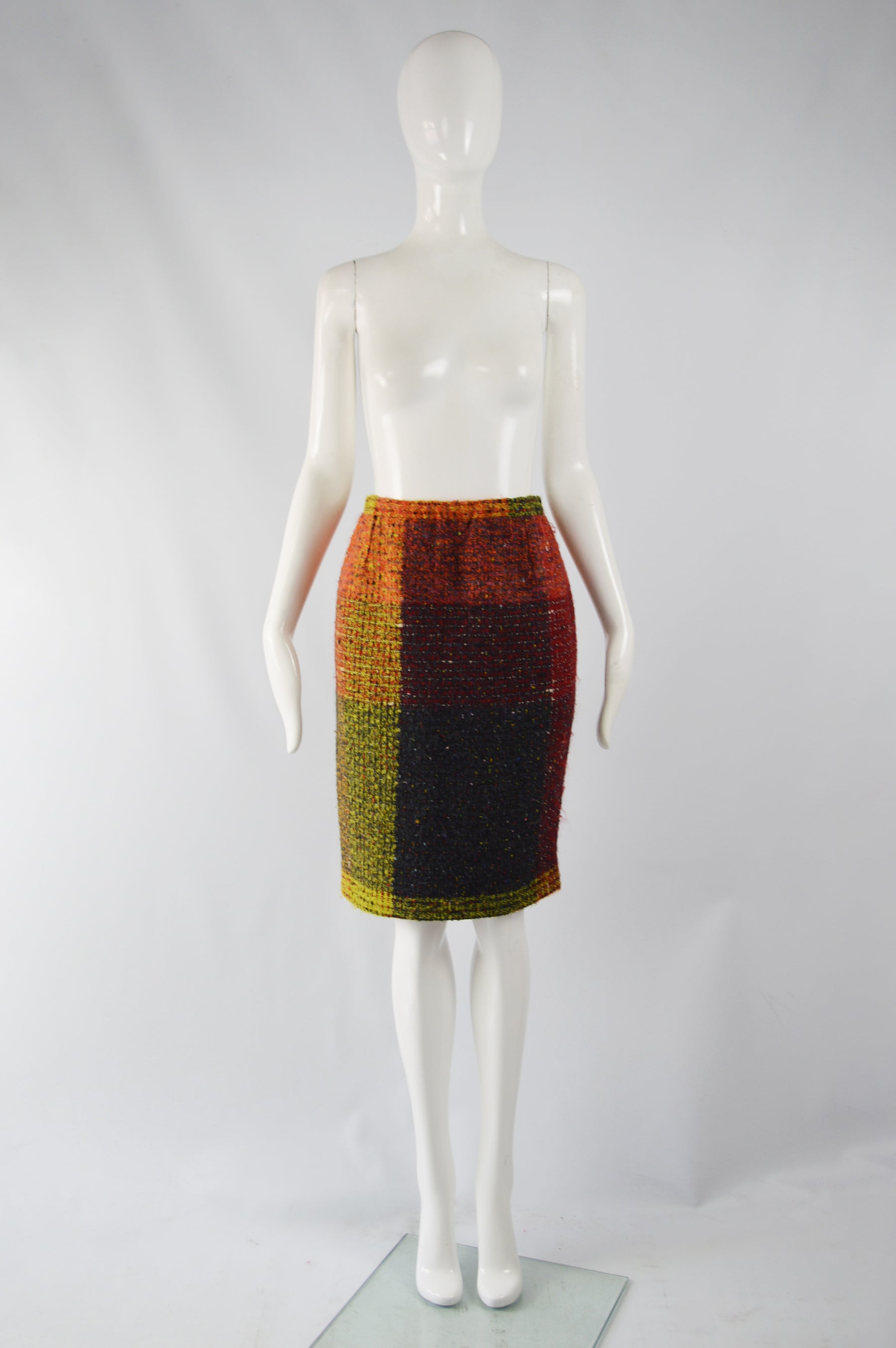 Vintage Wool & Mohair Checked Boucle Skirt, 1980s