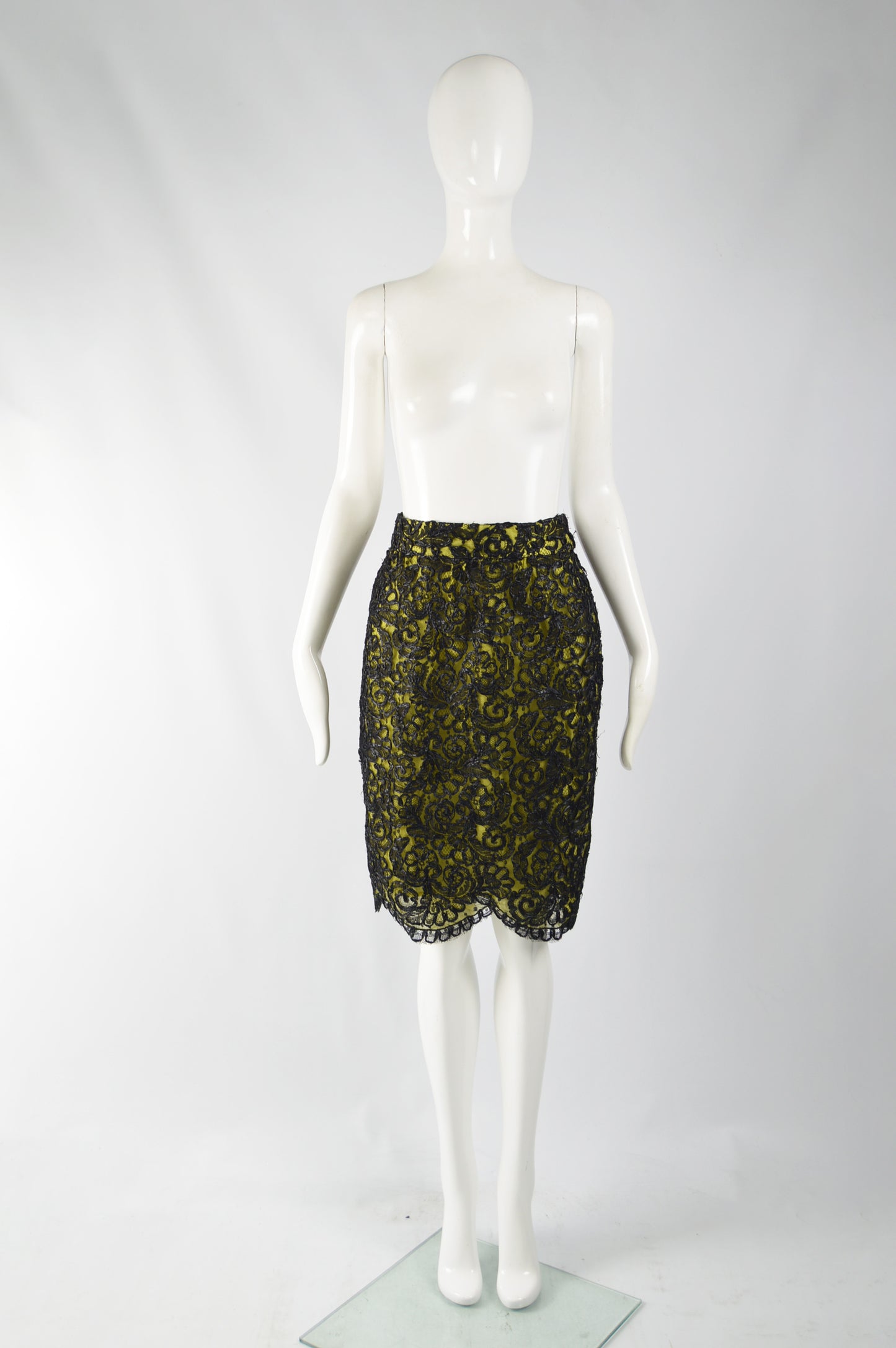 Vintage Lime Green & Black Raffia Skirt, 1990s
