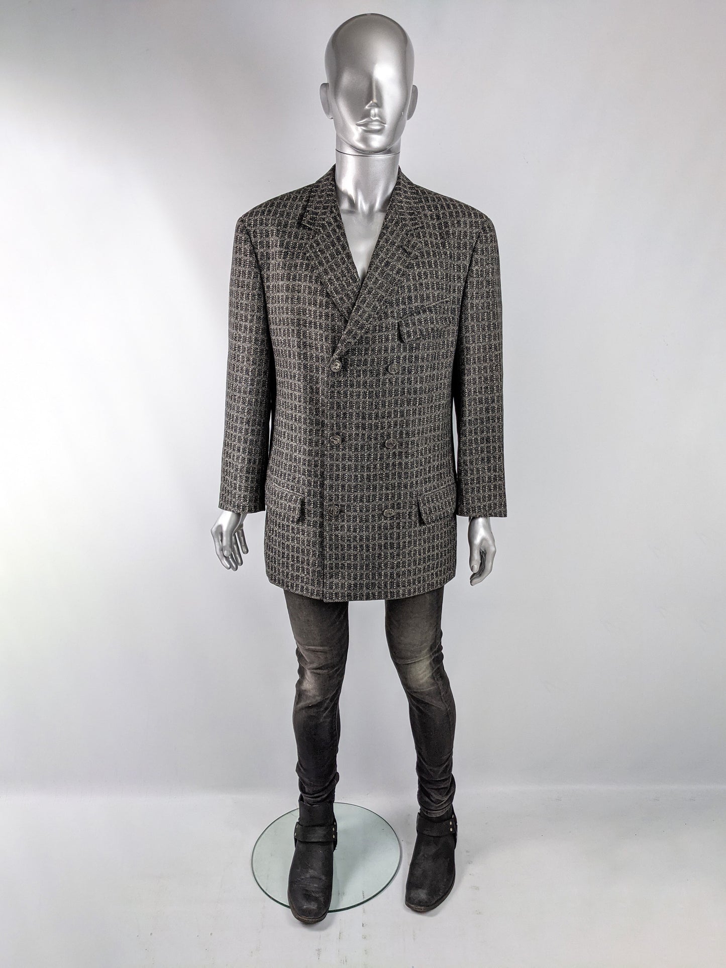 Gianni Versace Versus Vintage Grey Wool & Mohair Jacket, 1990s