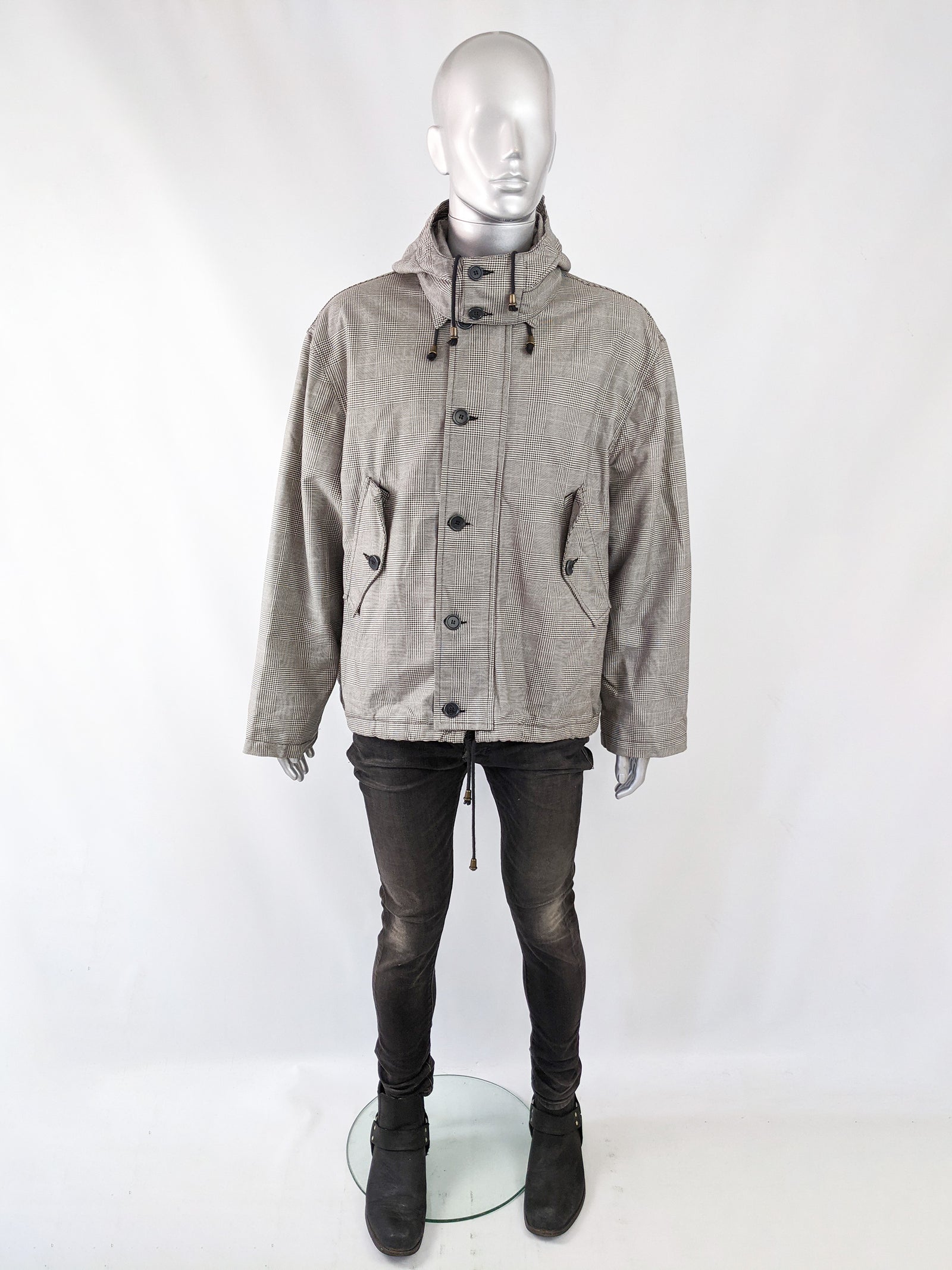 Paul Smith Vintage Mens Prince of Wales Check Wool Coat, 1990s