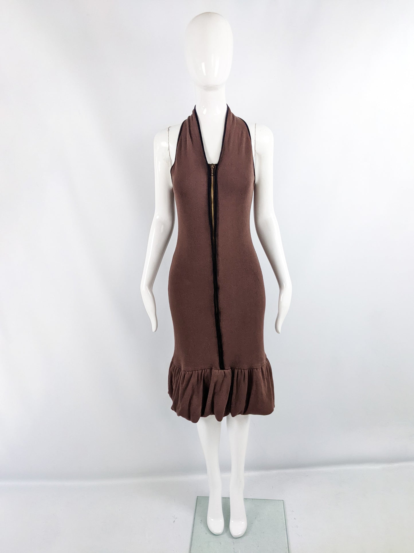 Richmond Cornejo Vintage Brown Puffball Skirt Party Dress, 1980s