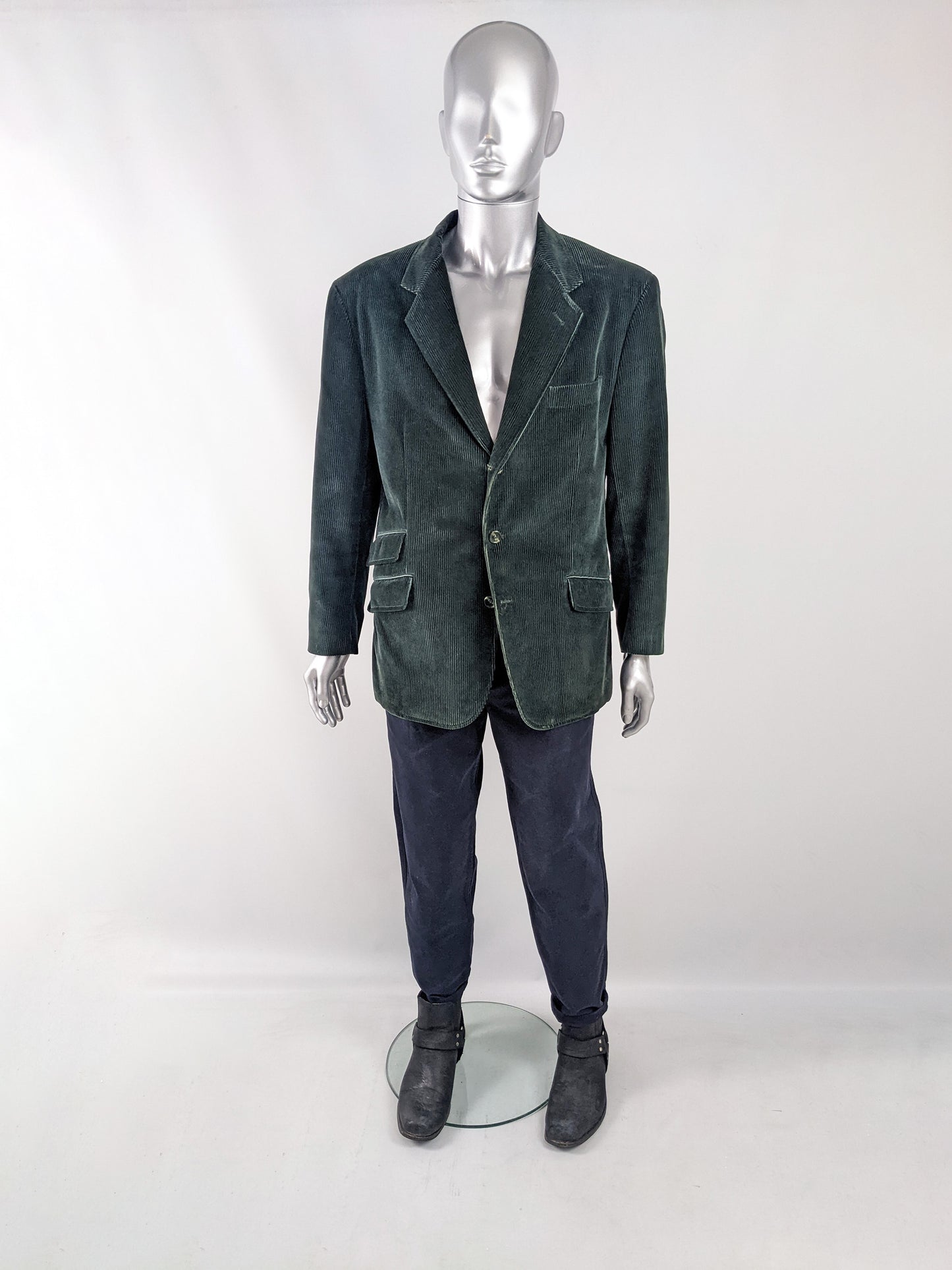 Oliver by Valentino Vintage Mens Teal Corduroy Blazer, 1980s