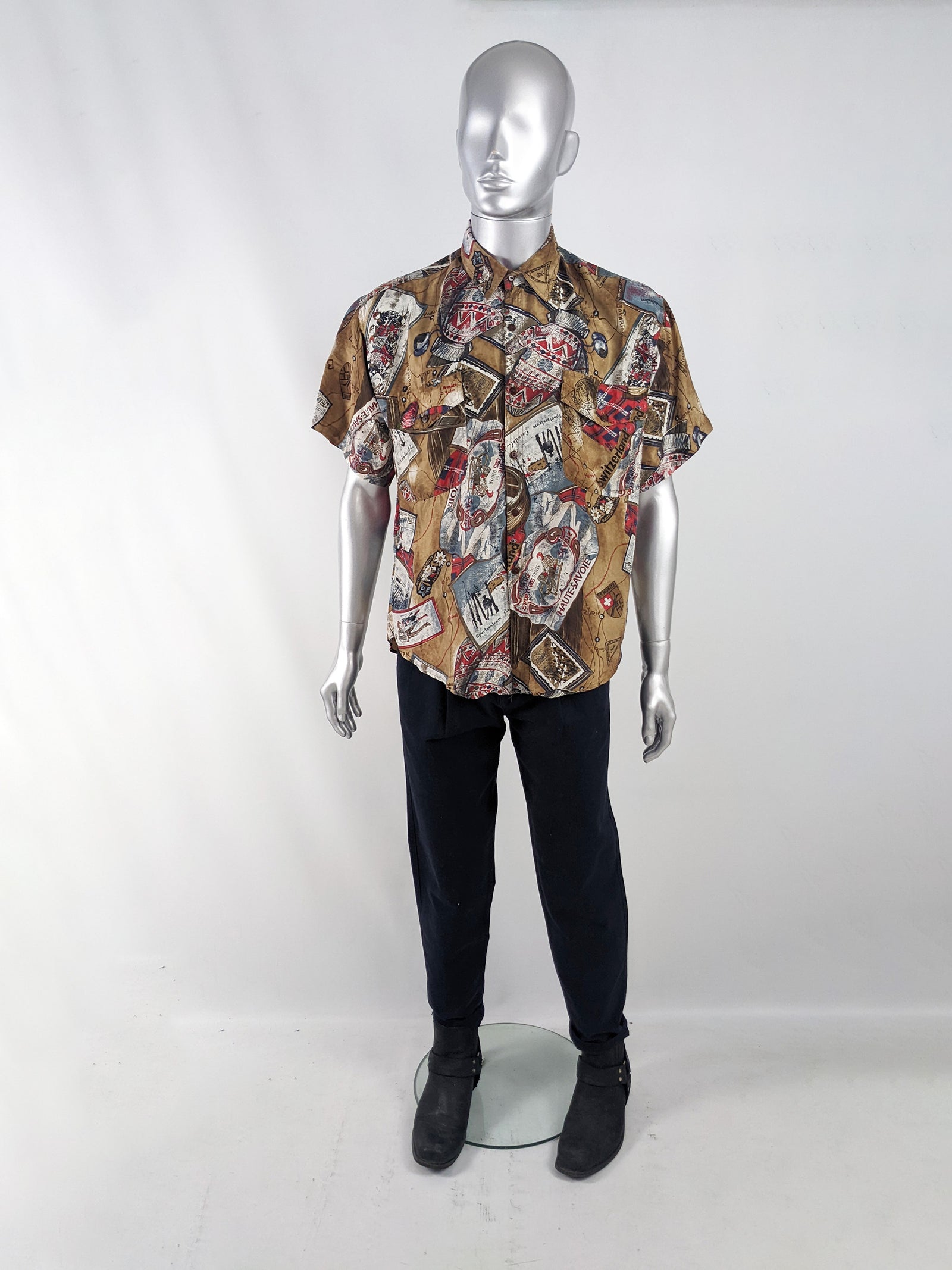Naf Naf Paris Vintage Mens Pure Silk Shirt, 1980s