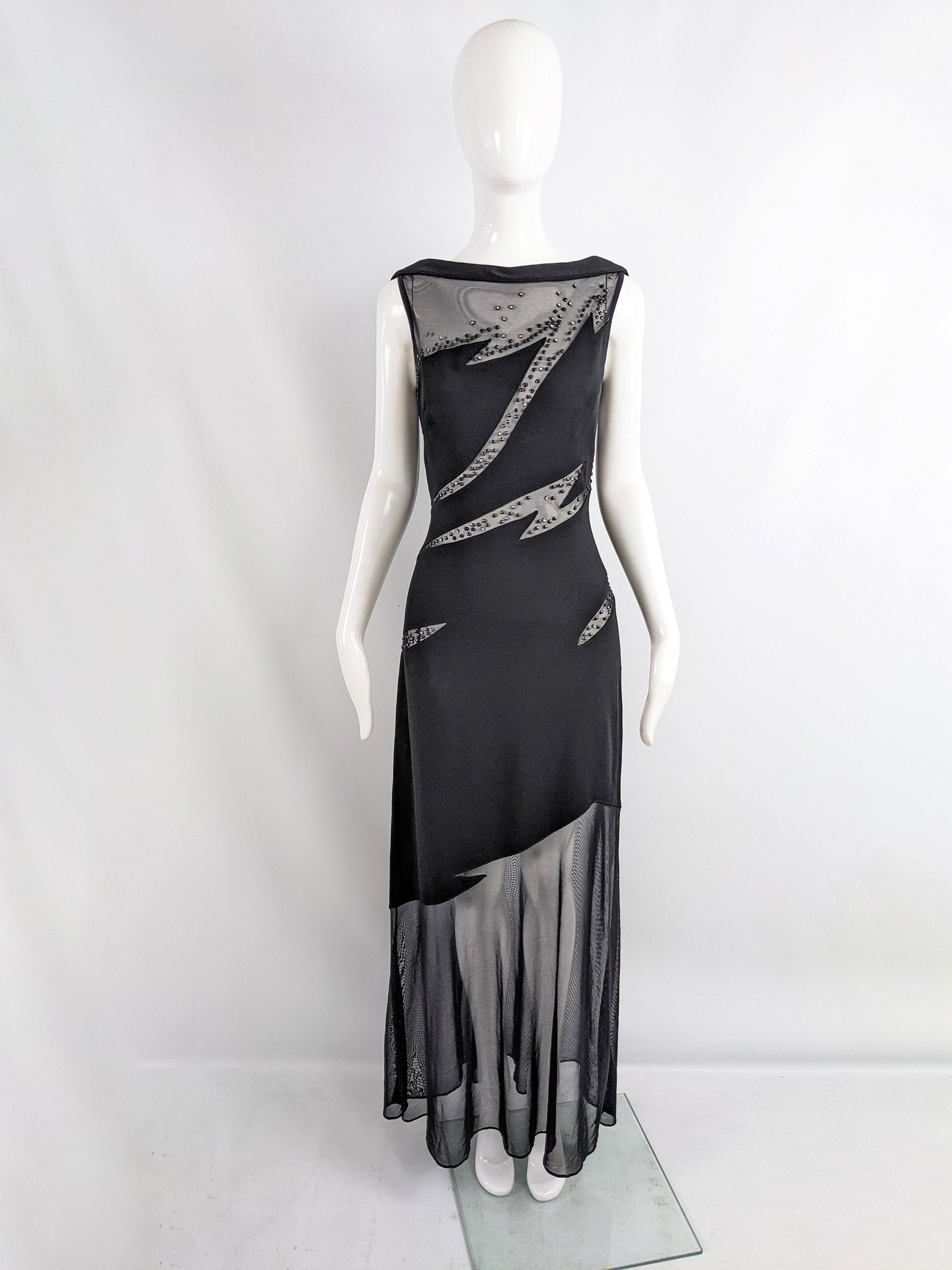 Tadashi Shoji Vintage Slashed Cut Out Evening Dress, 1990s