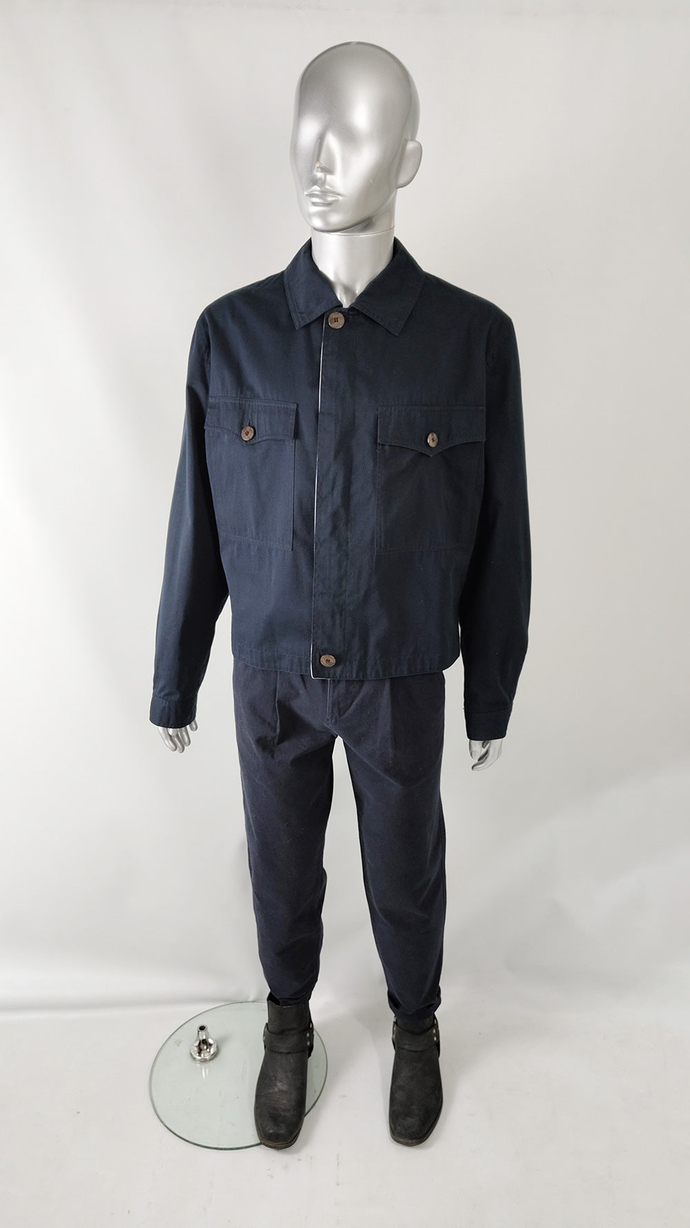 Gianni Versace Vintage Mens Navy Blue Blouson Jacket, 1990s