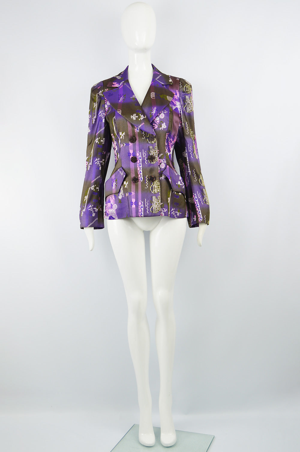 Purple Brocade Vintage Women's Blazer, 1990s