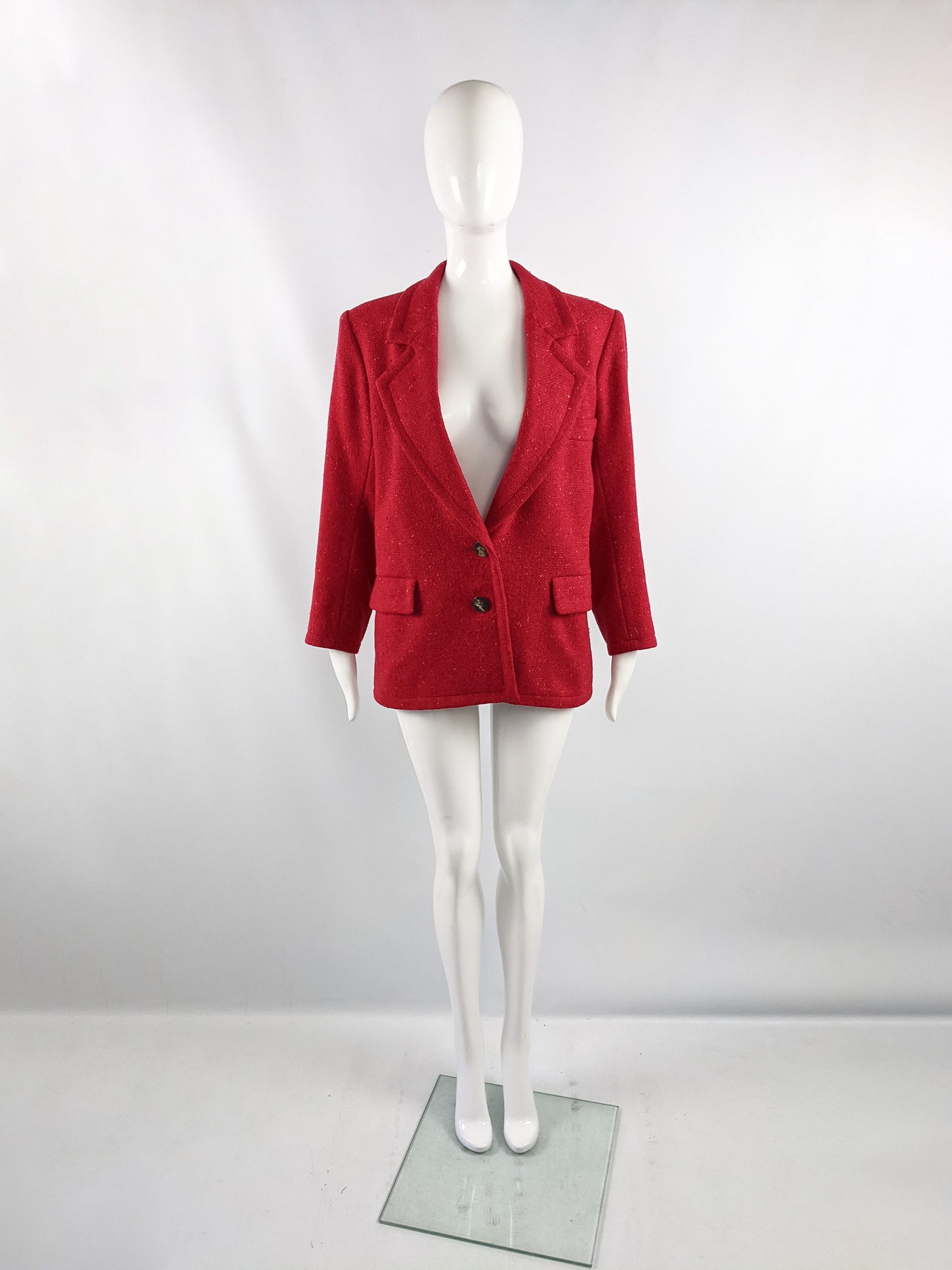 Womens Vintage Shoulder Padded Tweed Jacket, 1980s