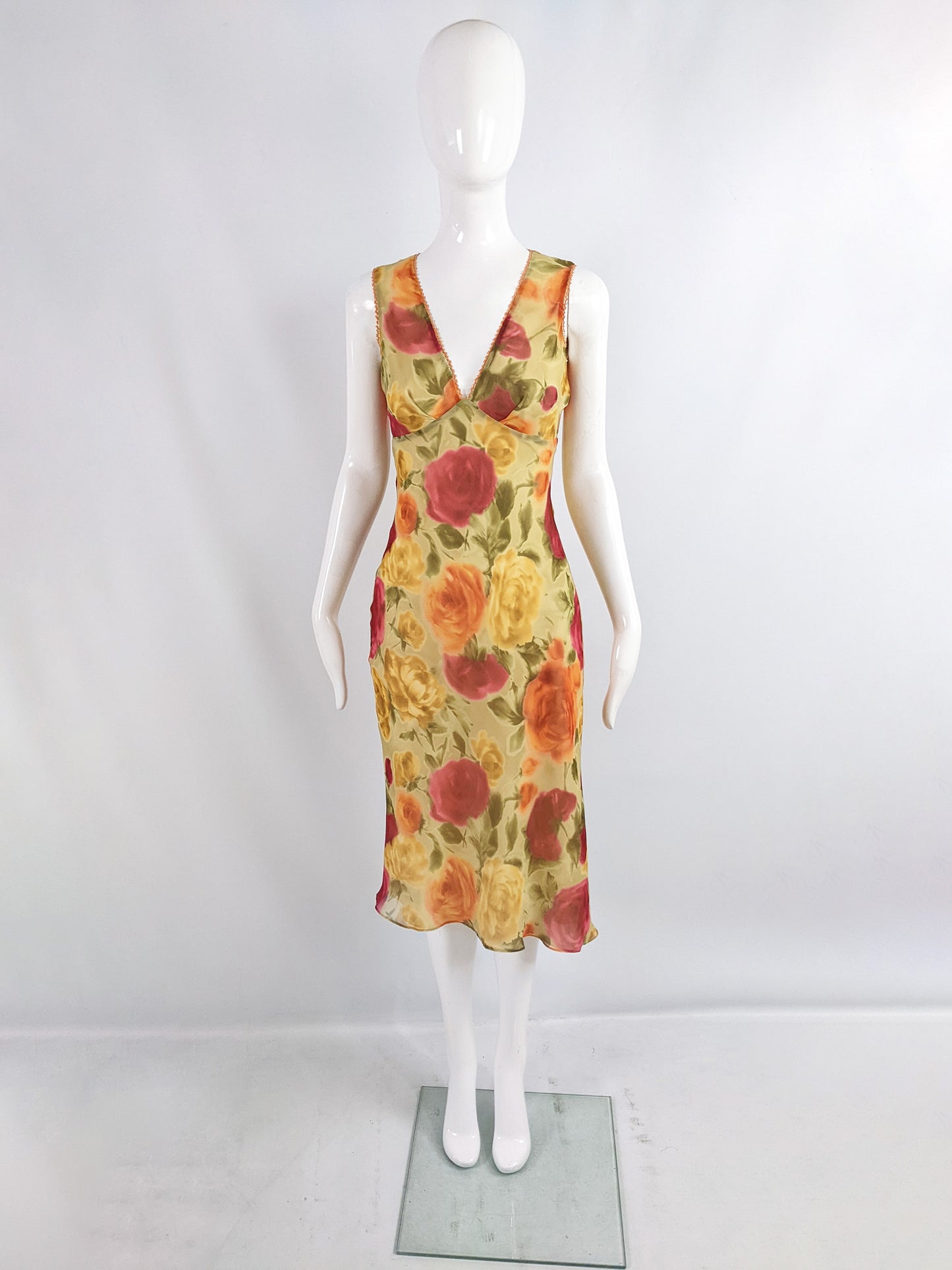 Ronit Zilkha Vintage Sequin Trim Floral Print Dress, 2000s