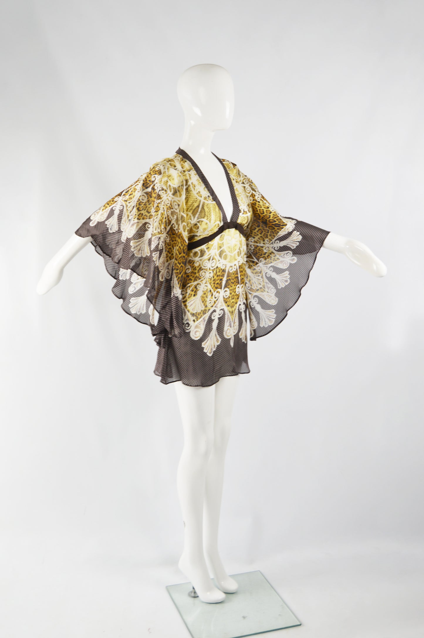 Womens Vintage Kimono Sleeve Silk Top, 2000s