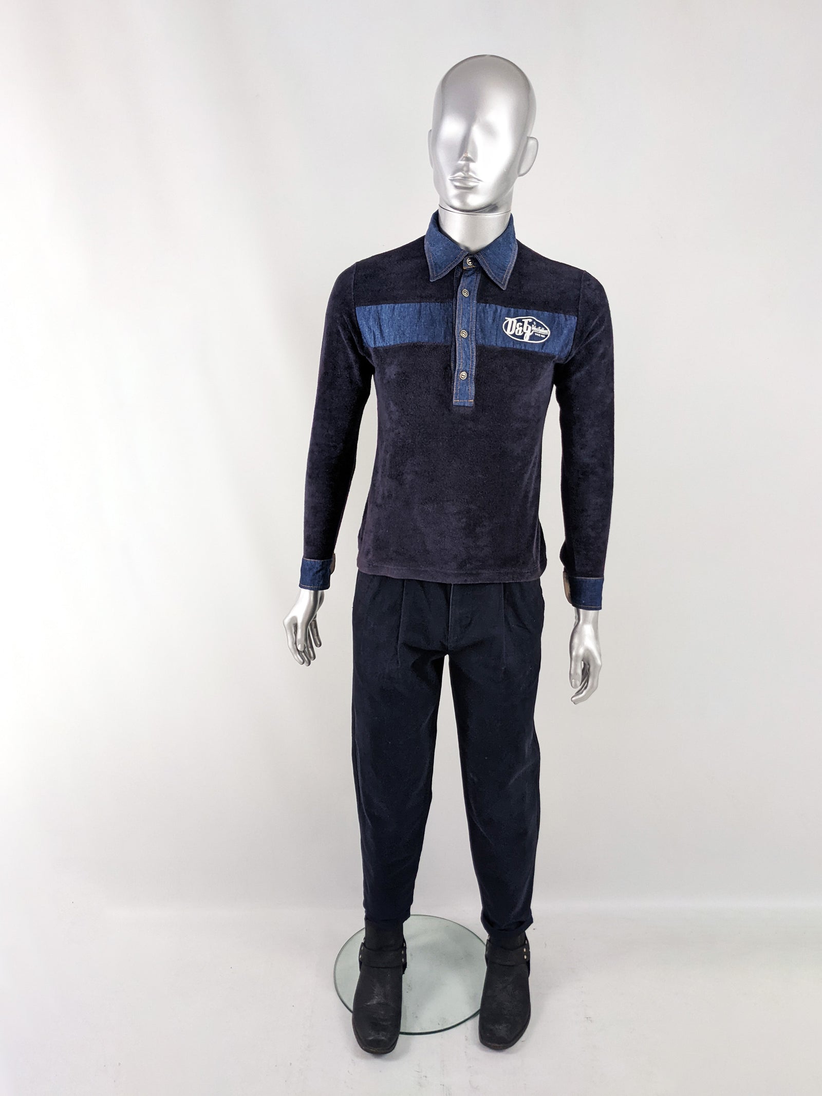 Dolce & Gabbana D&G Vintage Mens Velour Shirt, 2000s