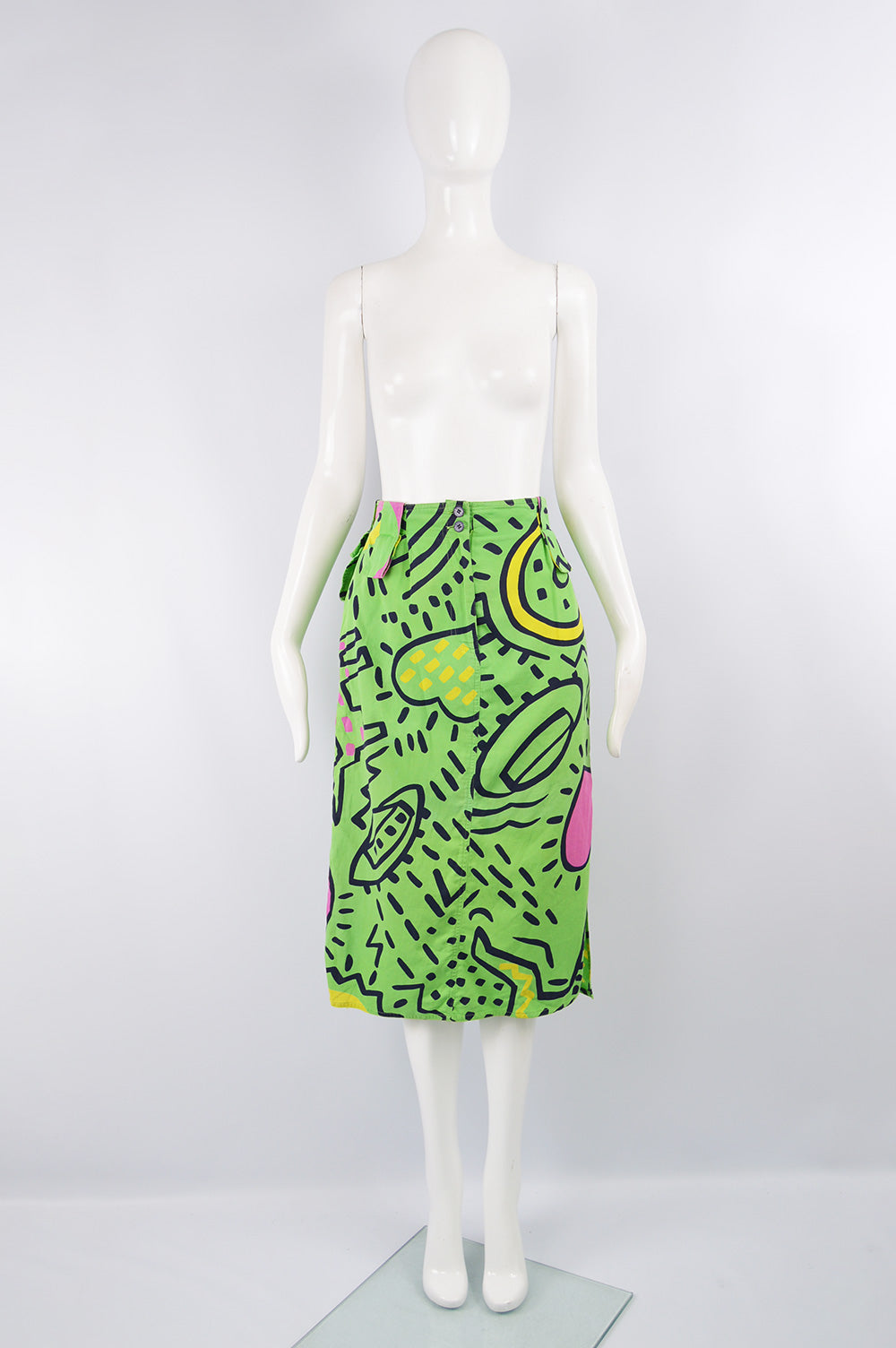 Vintage Green Cotton Keith Haring Collaboration Skirt, S/S 1985