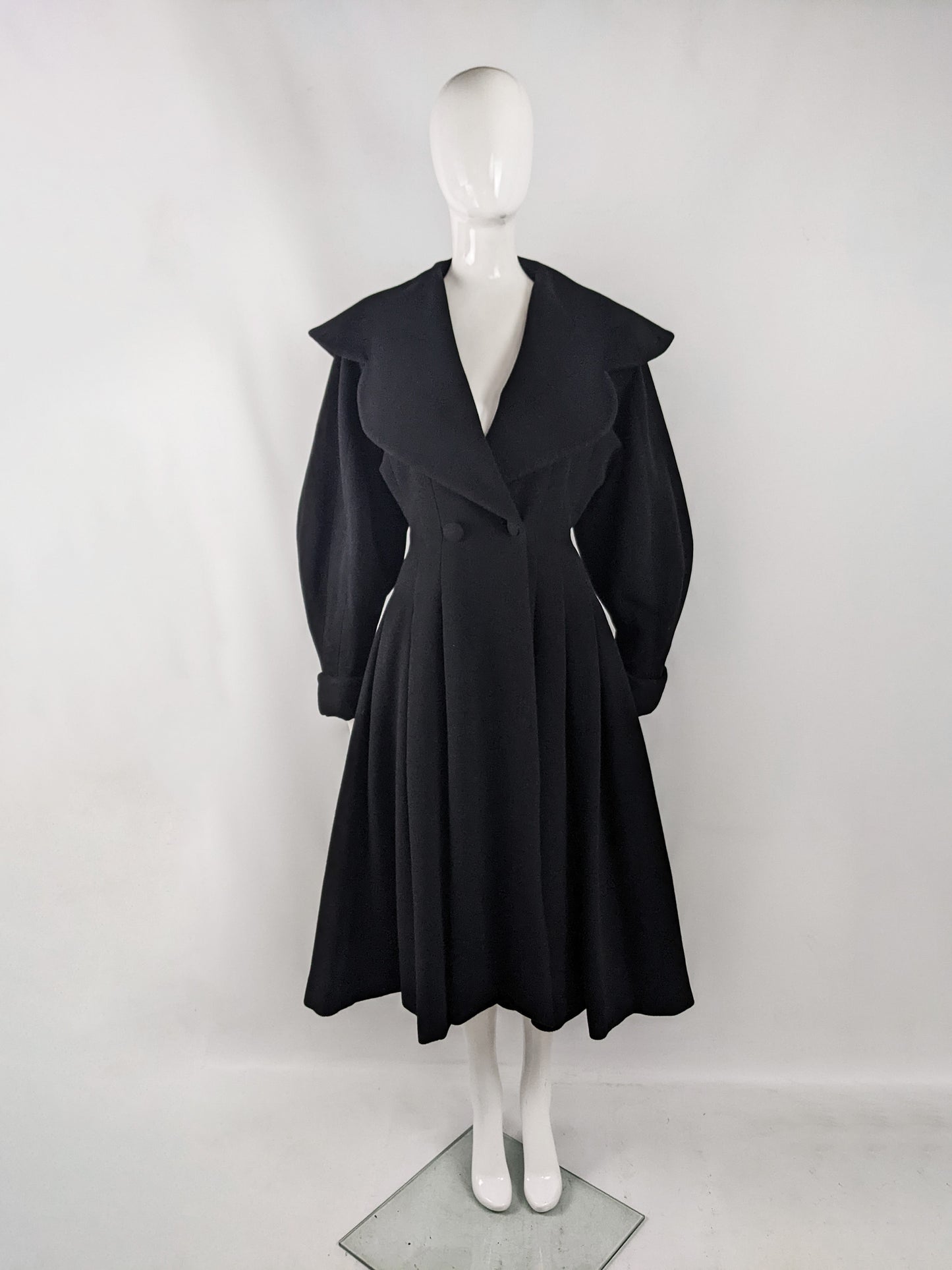 Joseph Vintage Black Pure Wool Victorian Style Riding Coat, 1980s