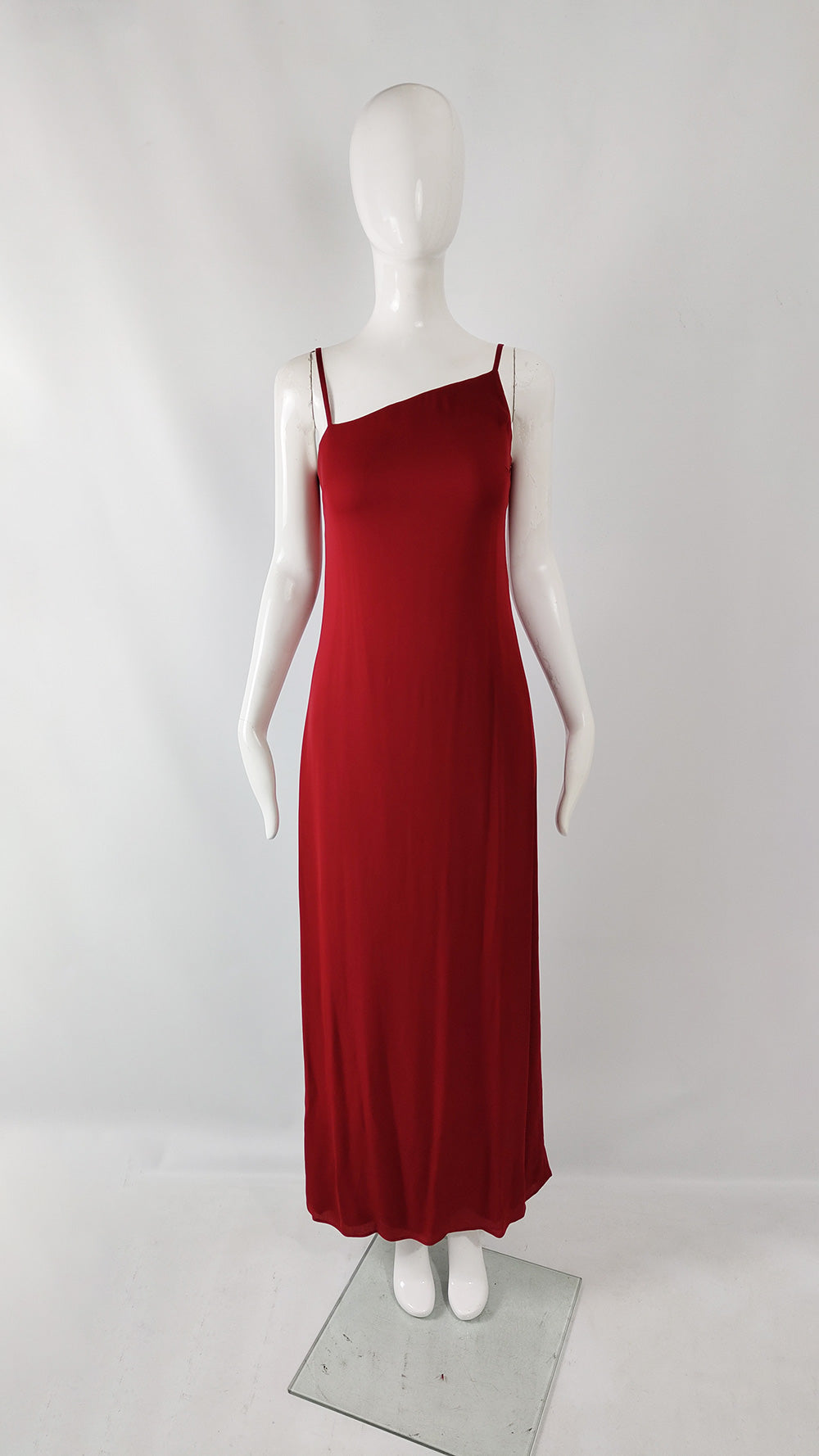 Max Mara Vintage Red Chiffon Overlay Evening Gown, 1990s