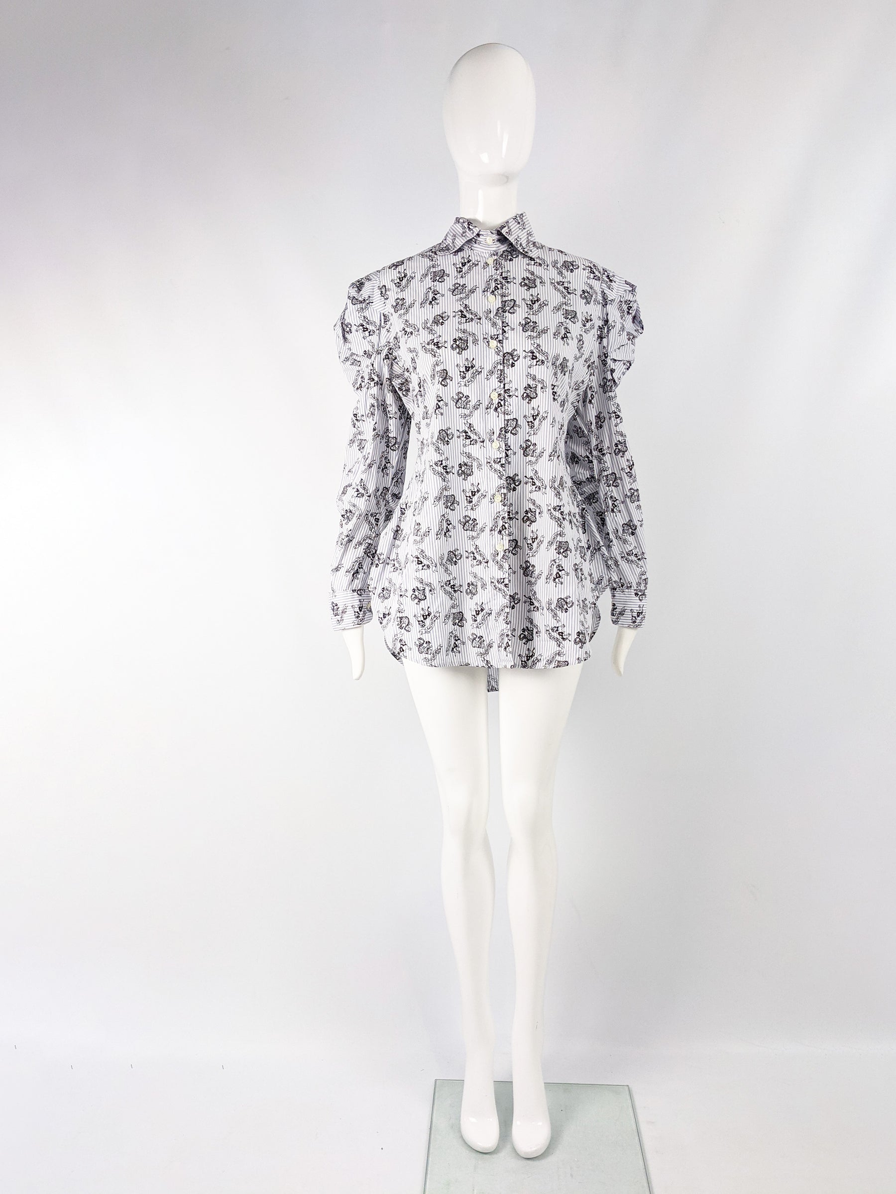 Vintage Architectural Sleeve 'Wall Street' Print Shirt, 1980s