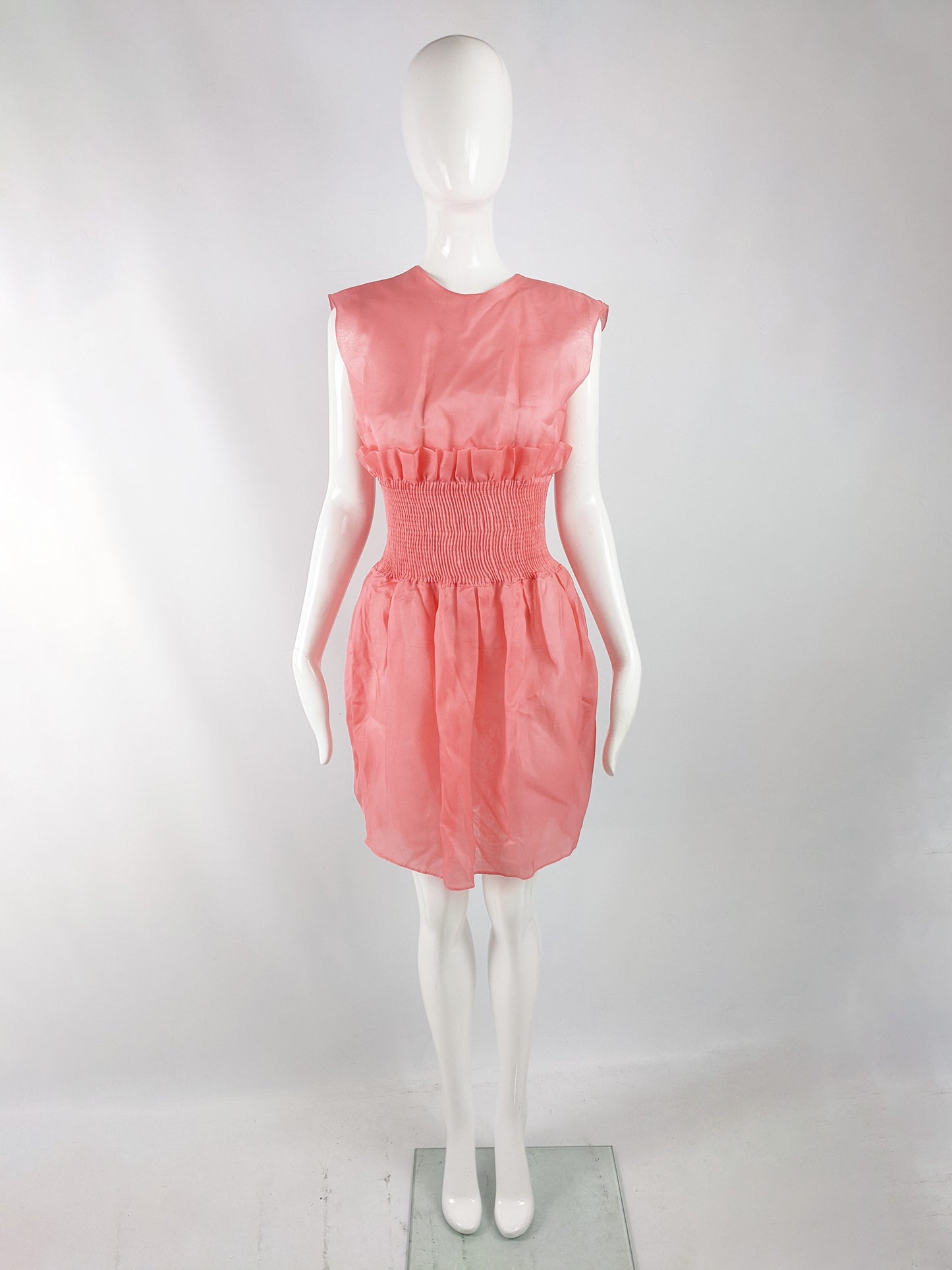 Emporio Armani Vintage Sheer Pink Organza Dress, 1980s
