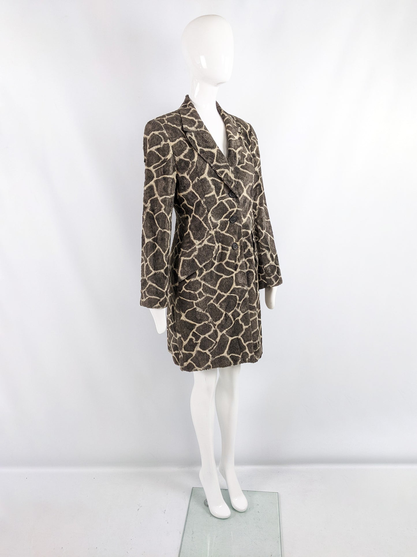 Georges Rech Vintage Womens Giraffe Print Faux Fur Jacket,1990s