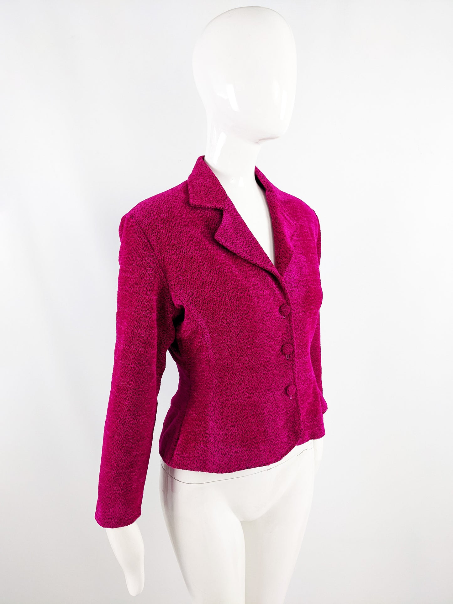Superlove Vintage y2k Pink Textured Velvet Peplum Jacket, 1990s