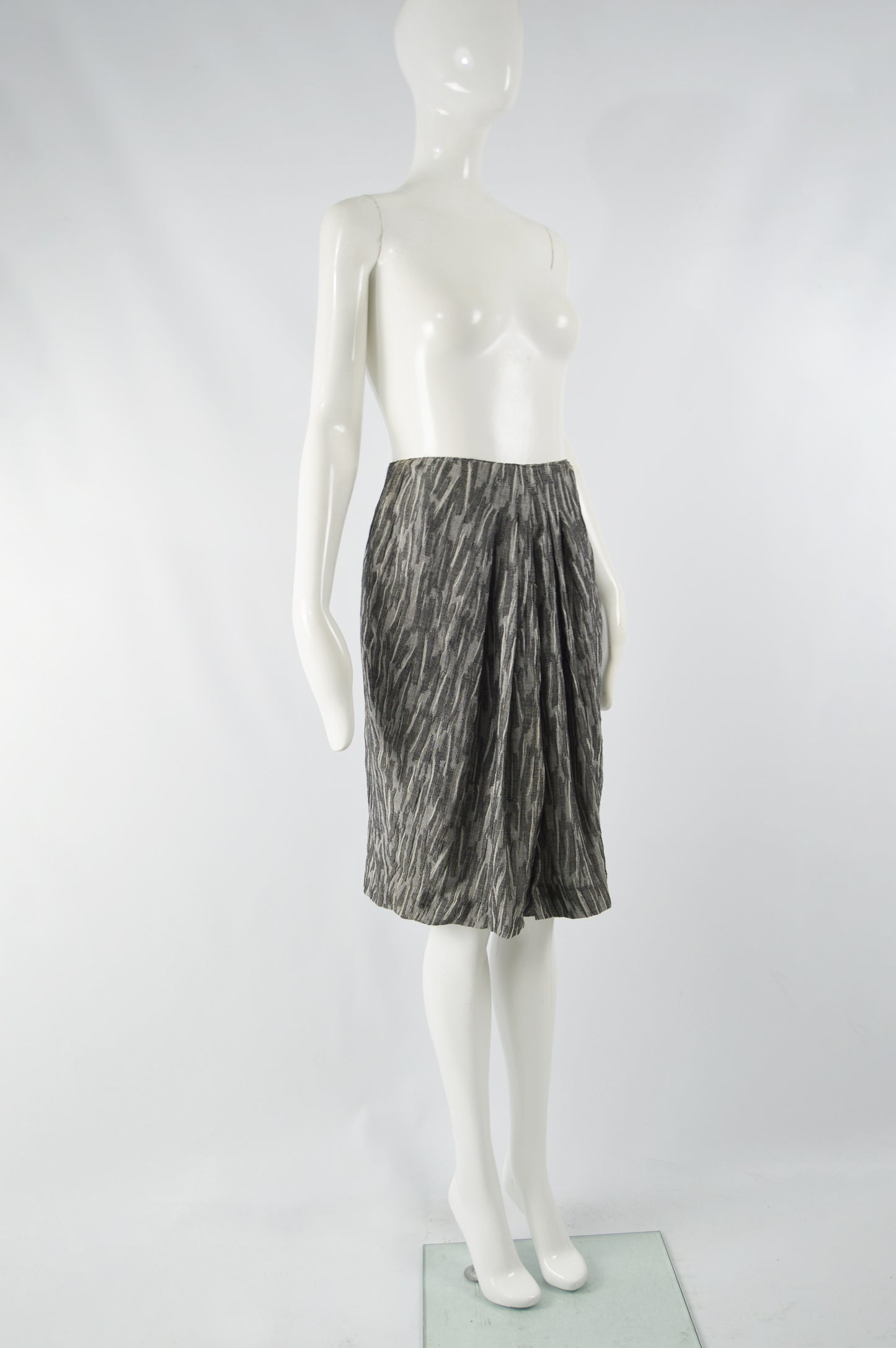 Vintage Textured Pleated Wool Gauze Skirt, 1990s