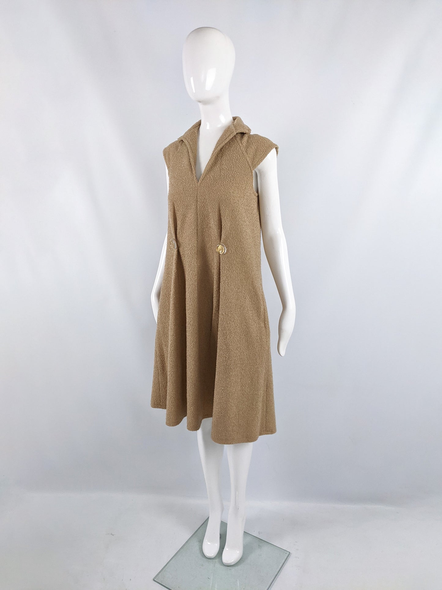 Vintage Mod Bouclé Trapeze Dress, 1970s