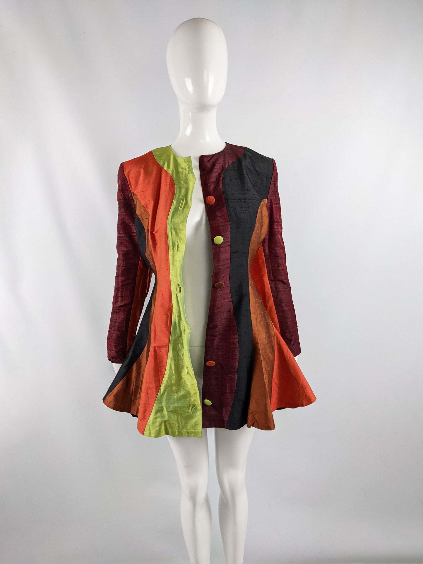 Vintage Silk Patchwork Peplum Jacket, Spring 1992