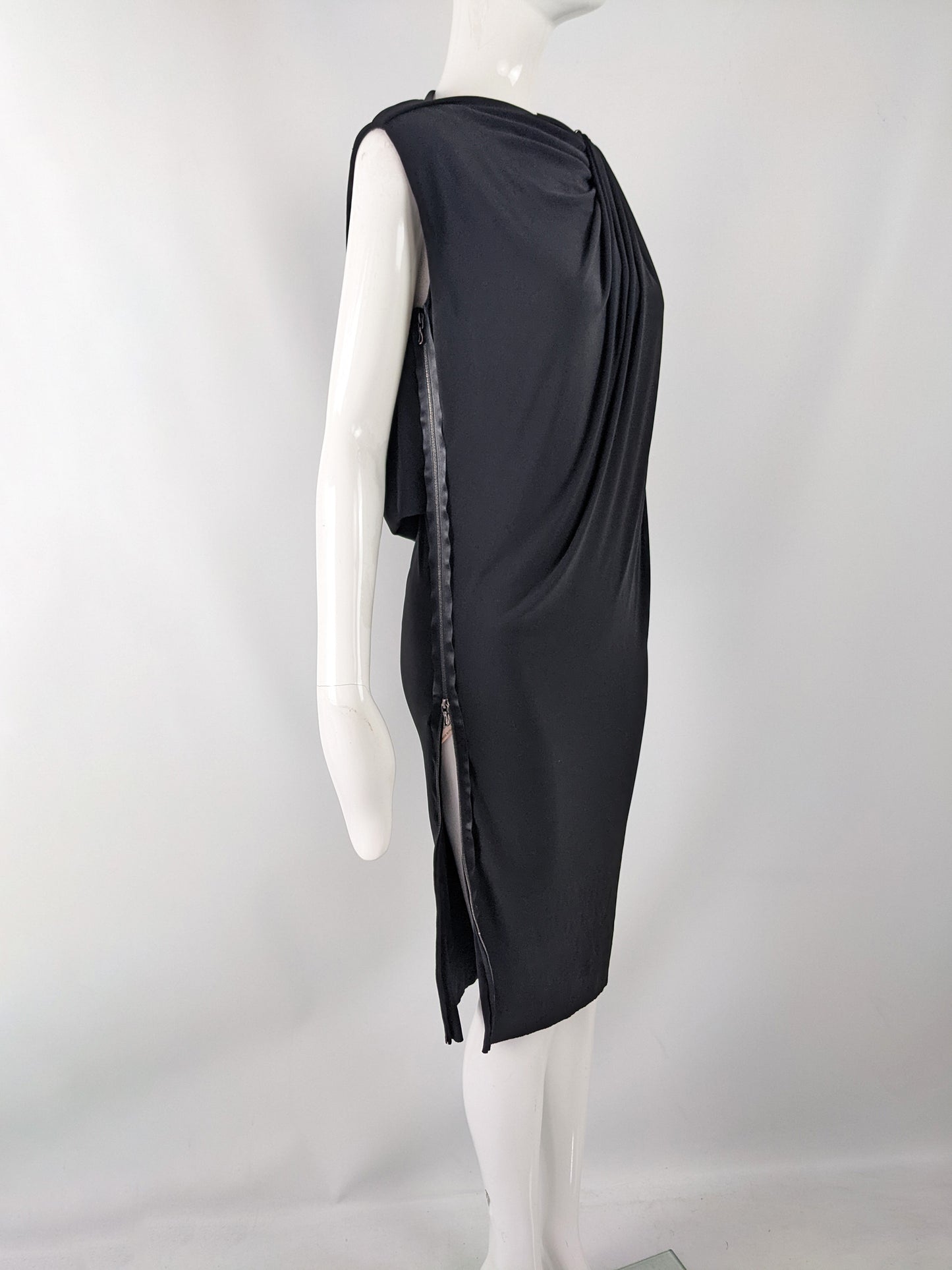 Lanvin Preowned Black Draped One Shoulder Asymmetrical Dress, Spring 2014