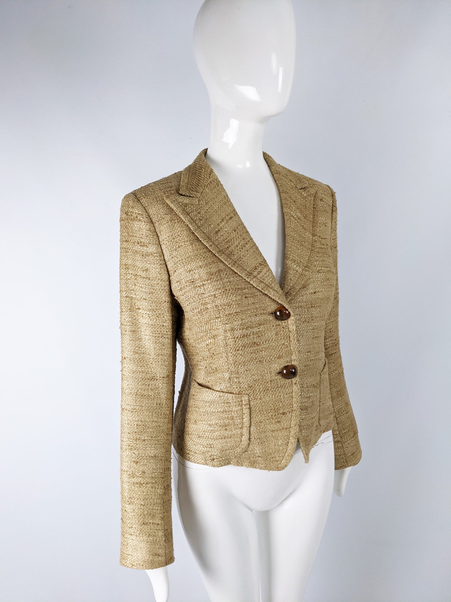 Vintage Womens Silk Tweed Blazer Jacket, 1990s