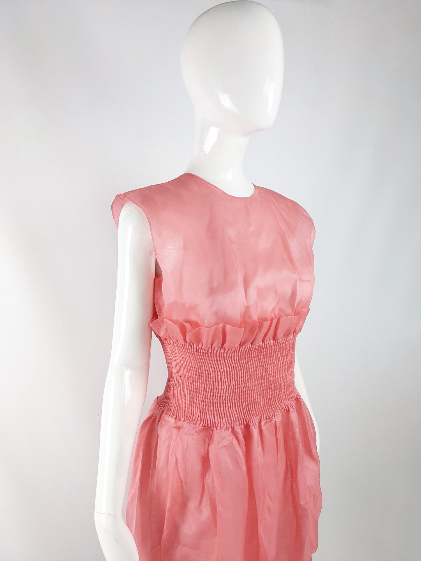 Emporio Armani Vintage Sheer Pink Organza Dress, 1980s