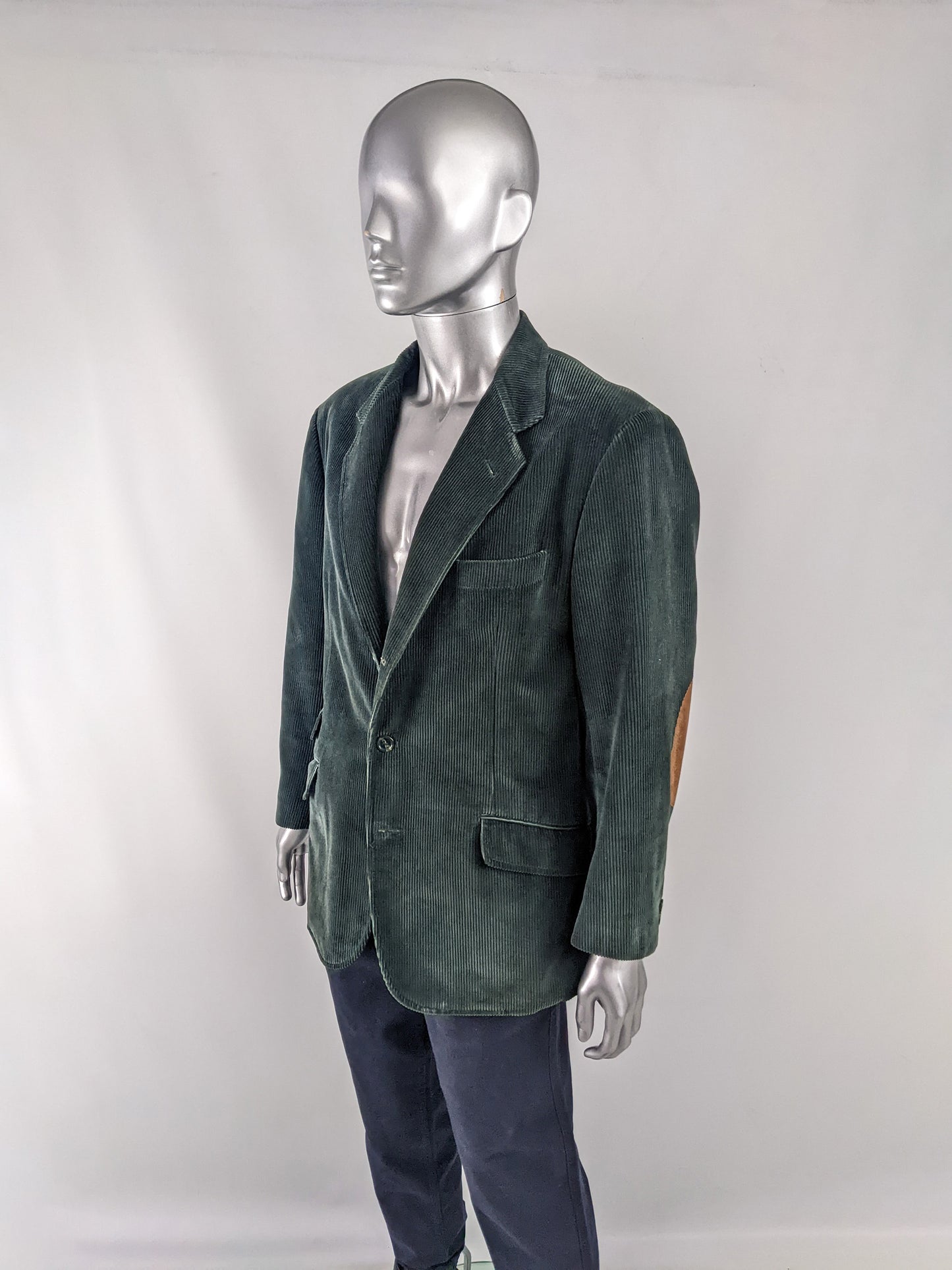 Oliver by Valentino Vintage Mens Teal Corduroy Blazer, 1980s