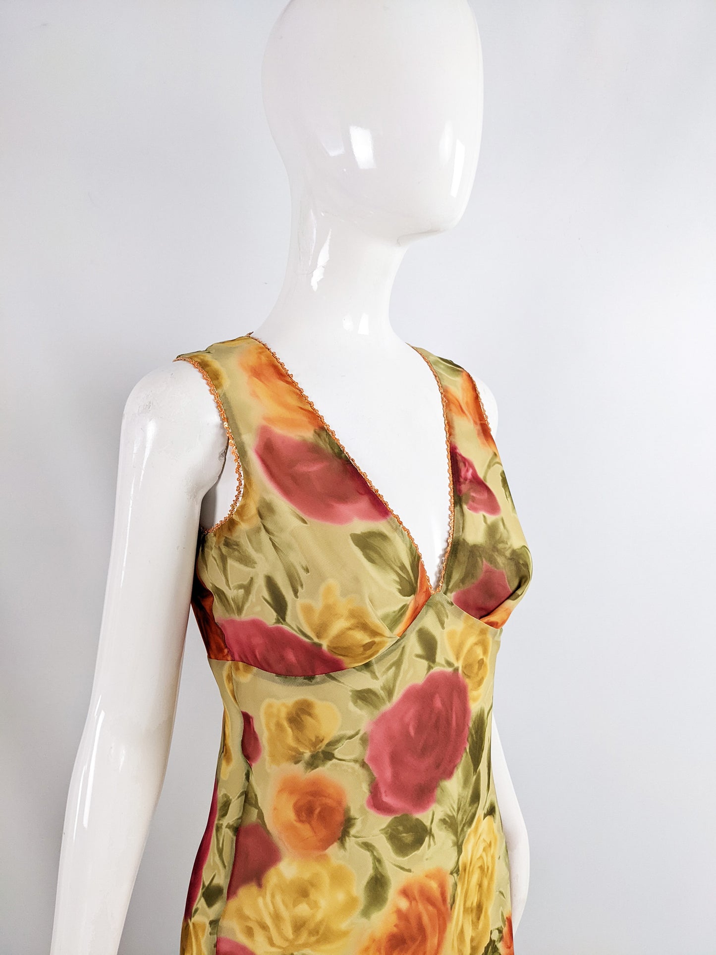 Ronit Zilkha Vintage Sequin Trim Floral Print Dress, 2000s