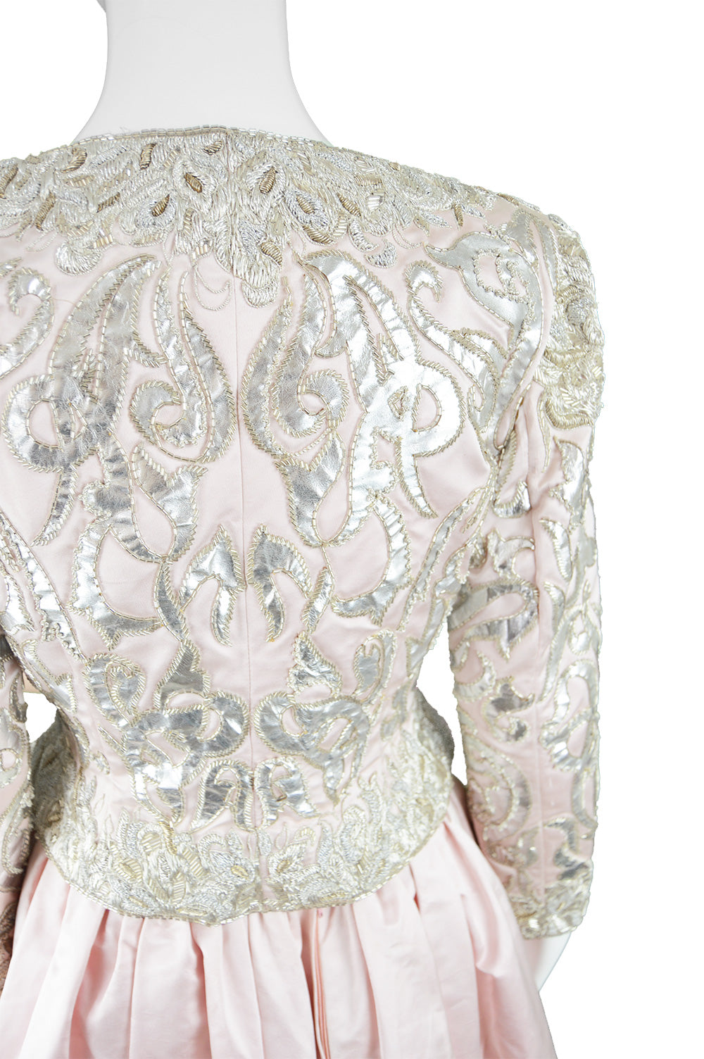 Embroidered Silk Satin Dress & Ball Skirt, 1980s