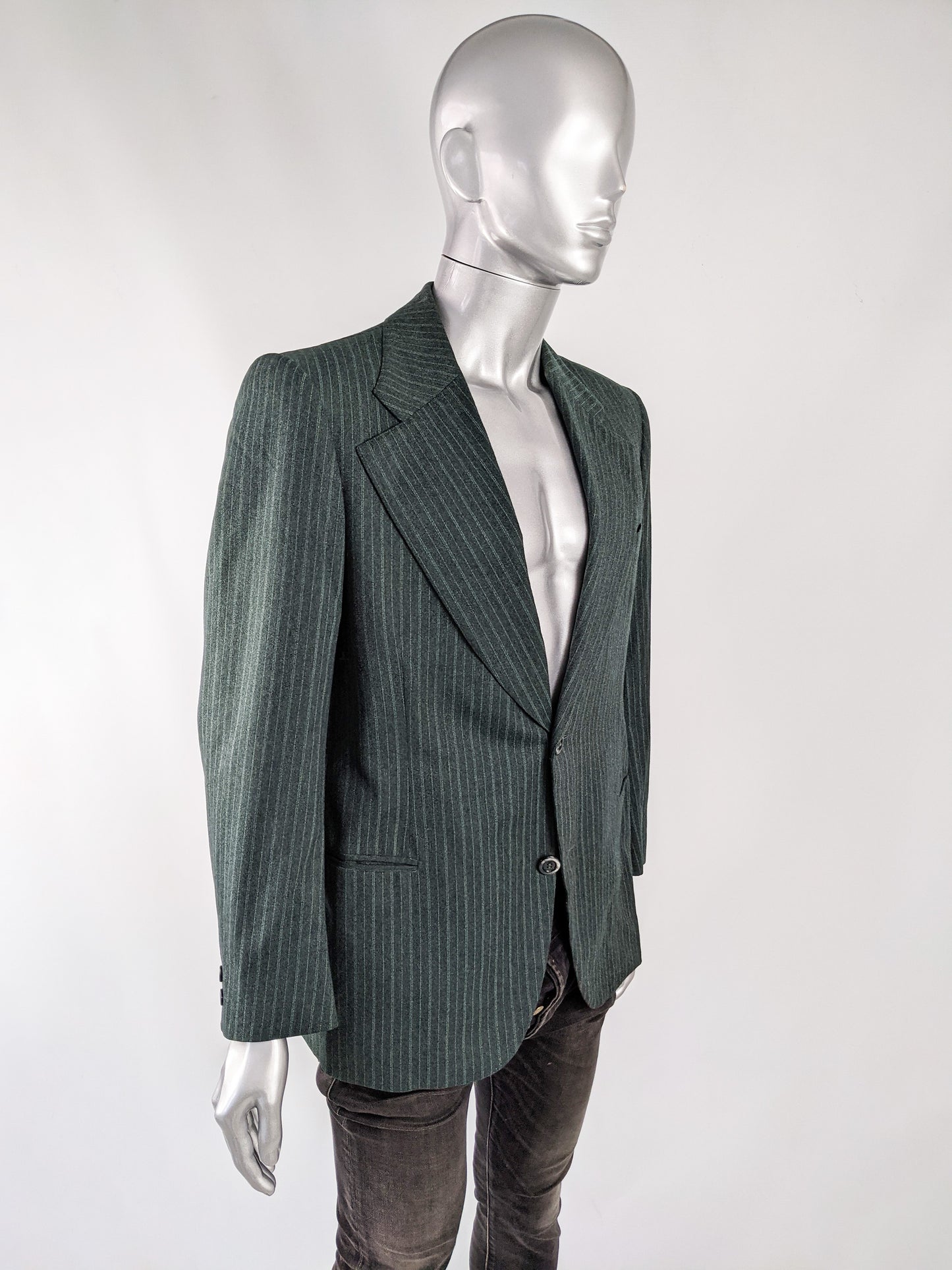 Cerruti 1881 Vintage Mens Green Wool Tailored Blazer, 1970s