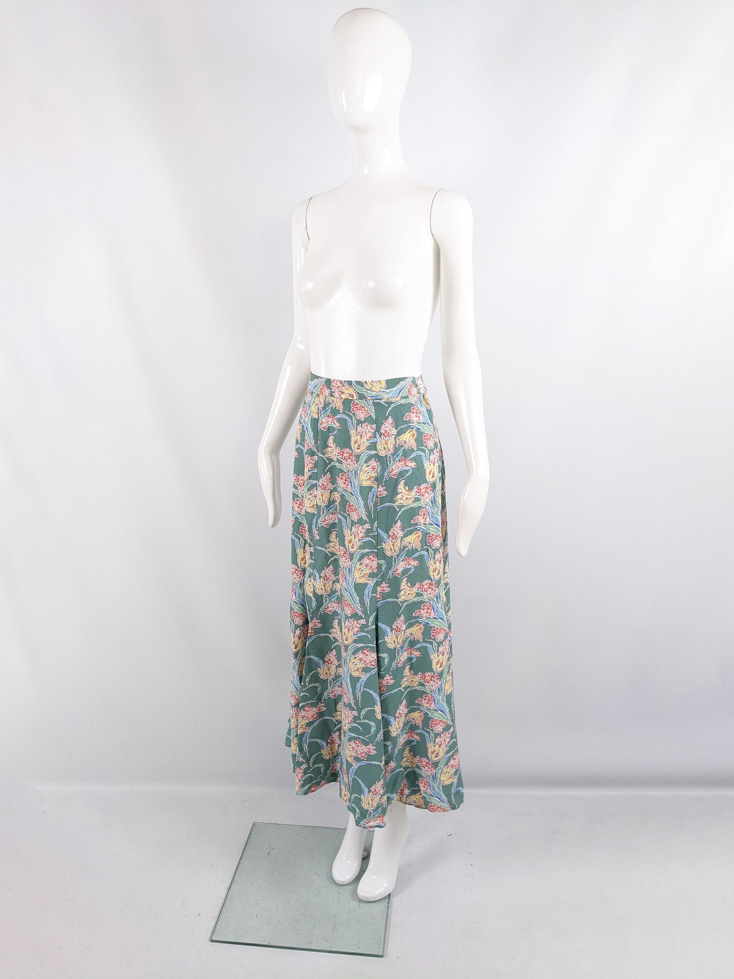 Paddy Campbell Vintage 30s Style Art Deco Floral Print Skirt, 1980s
